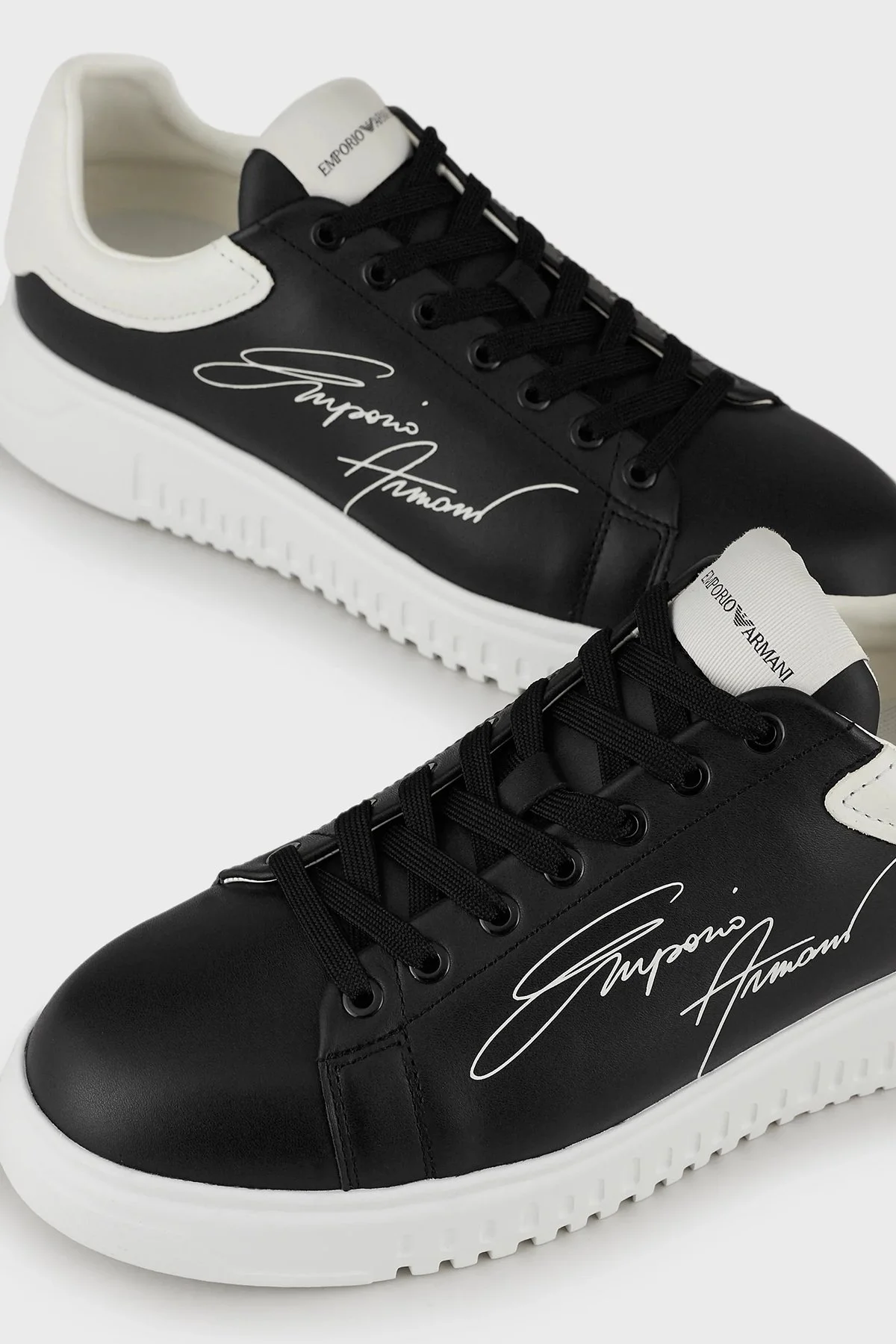 Emporio Armani Hakiki Deri Spor Erkek Ayakkabı X4X264 XM670 N814 SİYAH - 4