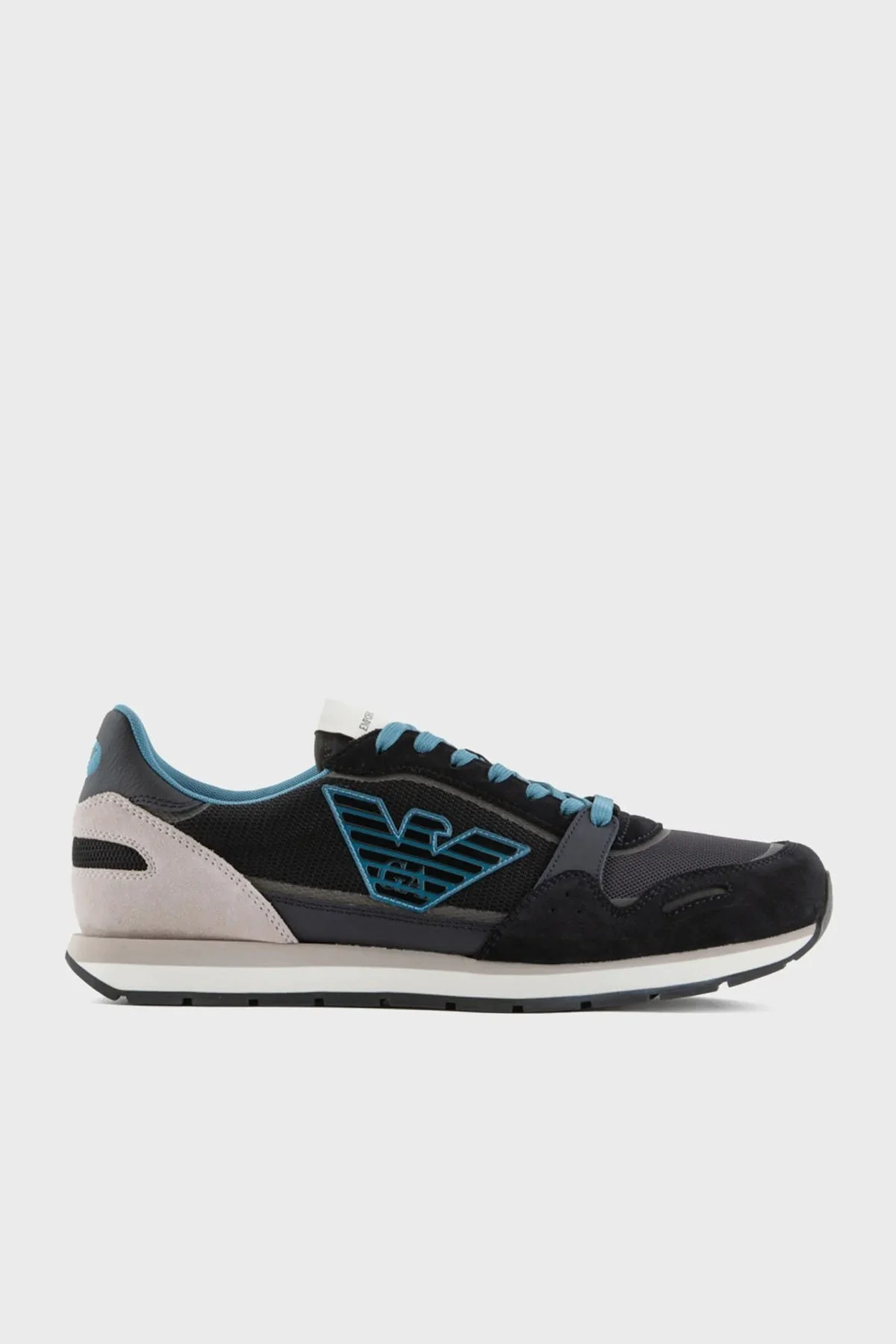 Emporio Armani Hakiki Deri Süet Sneaker Erkek Ayakkabı X4X537 XN730 S432 LACİVERT - 1