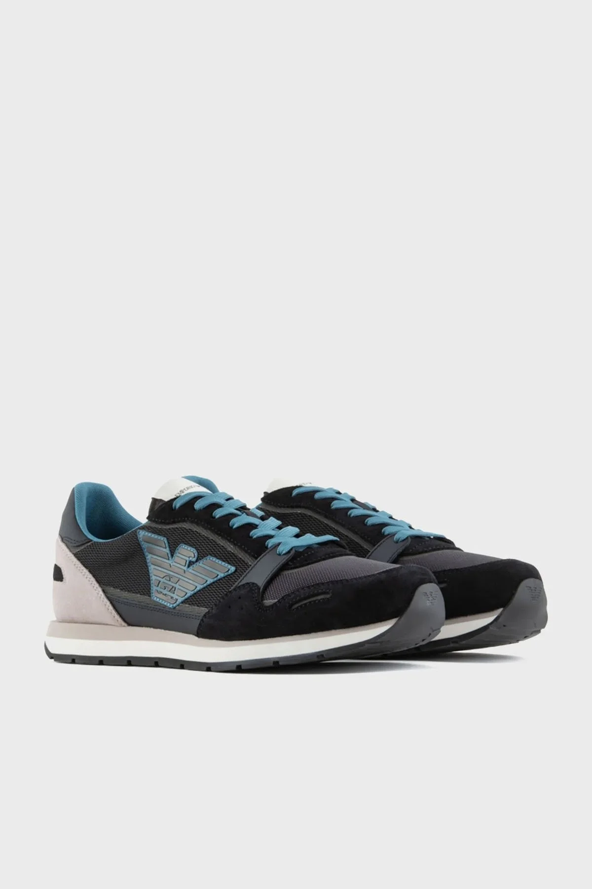 Emporio Armani Hakiki Deri Süet Sneaker Erkek Ayakkabı X4X537 XN730 S432 LACİVERT - 2