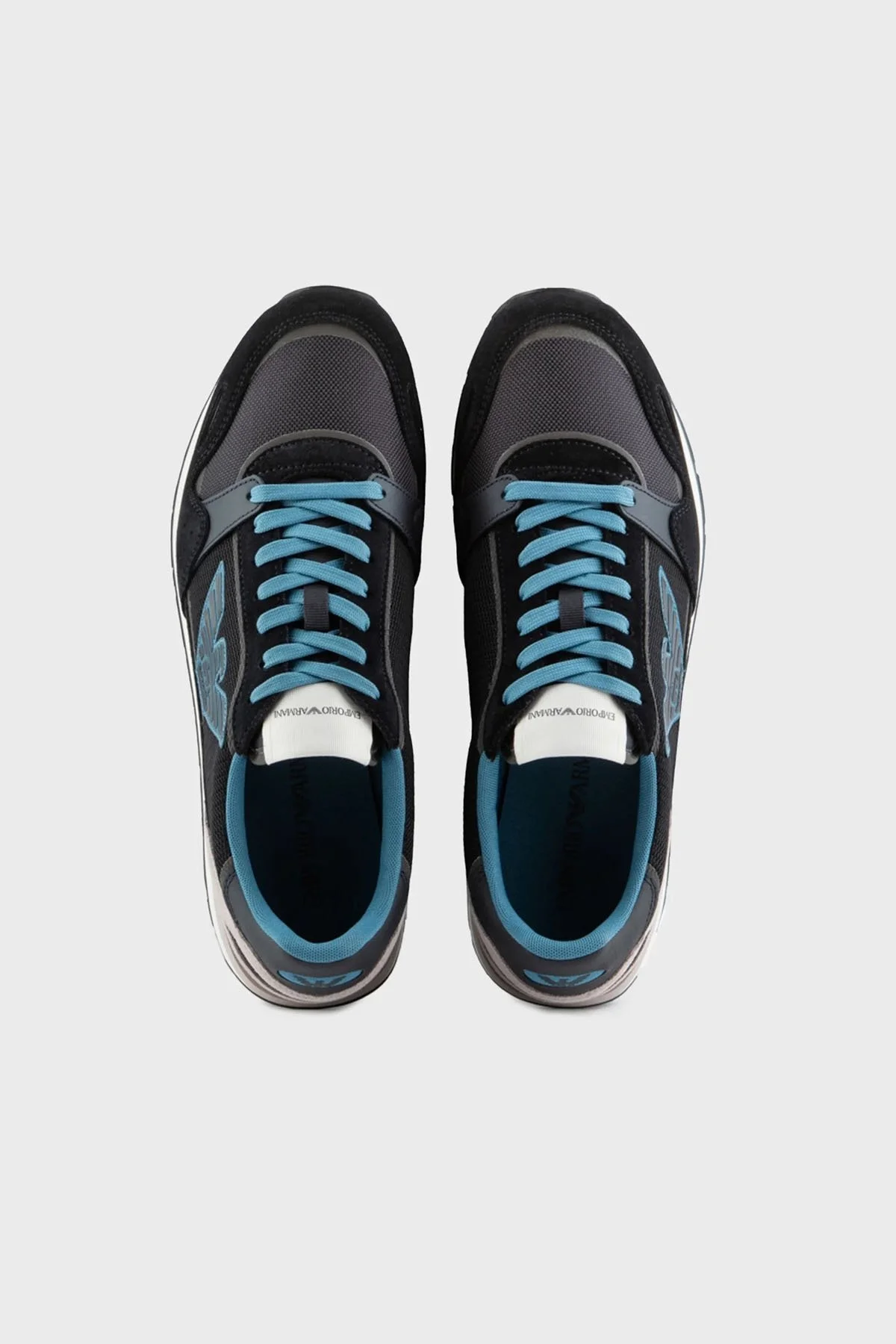 Emporio Armani Hakiki Deri Süet Sneaker Erkek Ayakkabı X4X537 XN730 S432 LACİVERT - 3