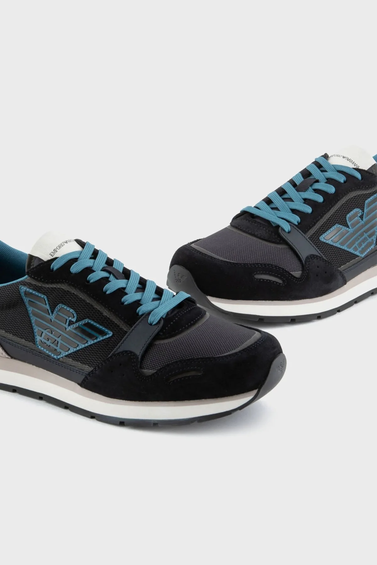 Emporio Armani Hakiki Deri Süet Sneaker Erkek Ayakkabı X4X537 XN730 S432 LACİVERT - 5