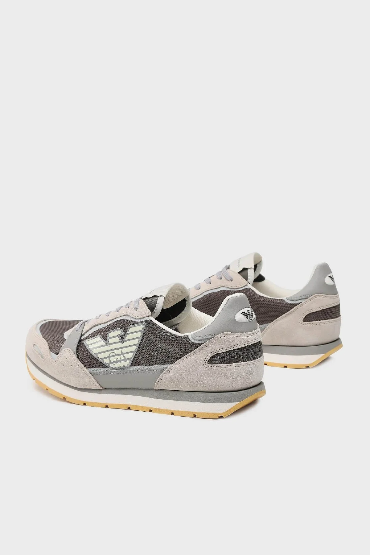 Emporio Armani Hakiki Deri Süet Sneaker Erkek Ayakkabı X4X537 XN730 S704 KAHVE - 3