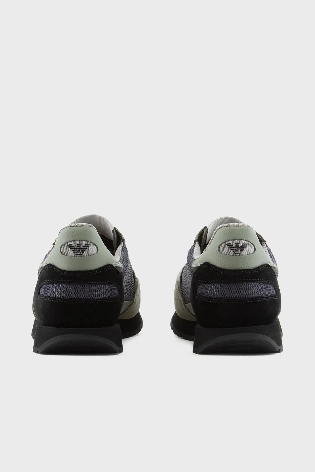 Emporio Armani Hakiki Deri Süet Sneaker Erkek Ayakkabı X4X537 XN730 T084 GRİ-SİYAH - 4