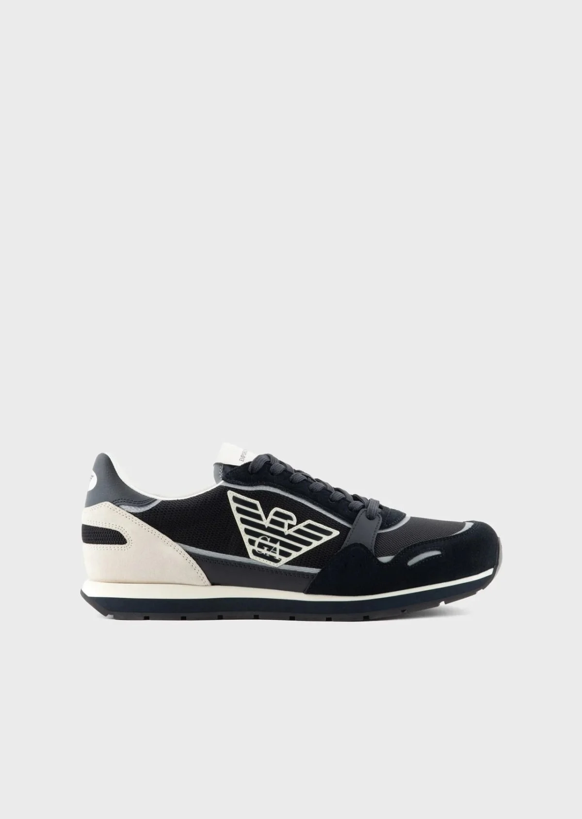 Emporio Armani Hakiki Deri Süet Sneaker Erkek Ayakkabı X4X537 XN730 T409 LACİVERT - 1