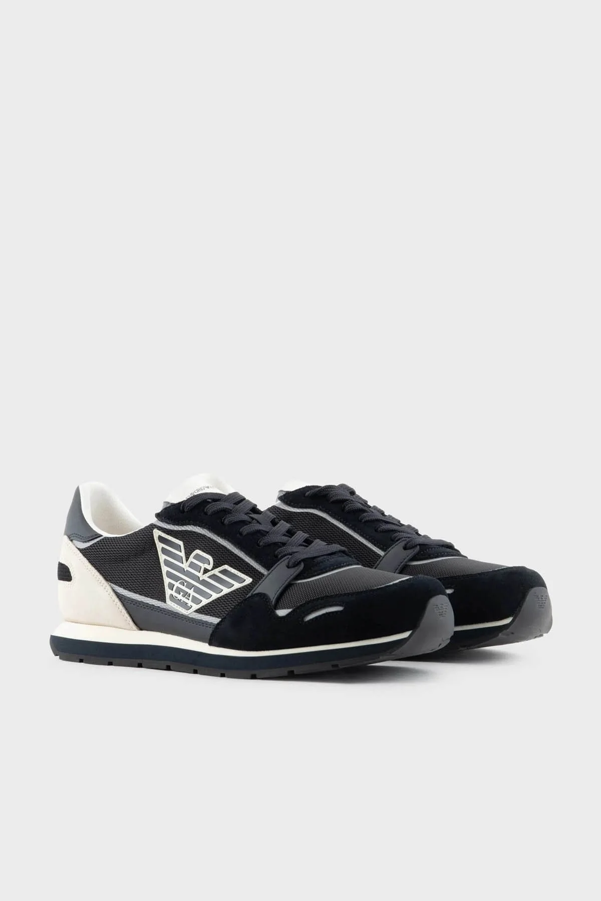 Emporio Armani Hakiki Deri Süet Sneaker Erkek Ayakkabı X4X537 XN730 T409 LACİVERT - 2