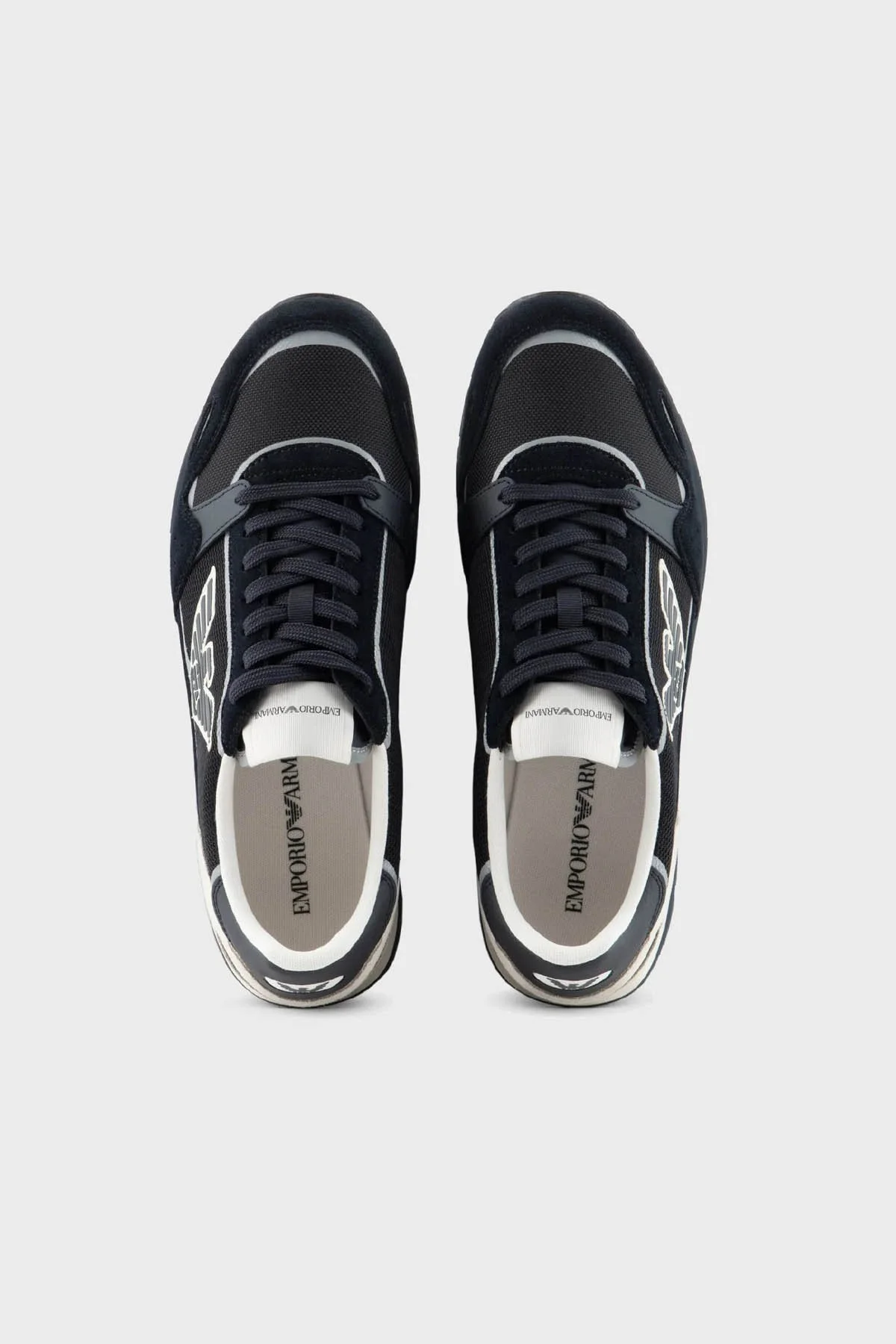 Emporio Armani Hakiki Deri Süet Sneaker Erkek Ayakkabı X4X537 XN730 T409 LACİVERT - 3