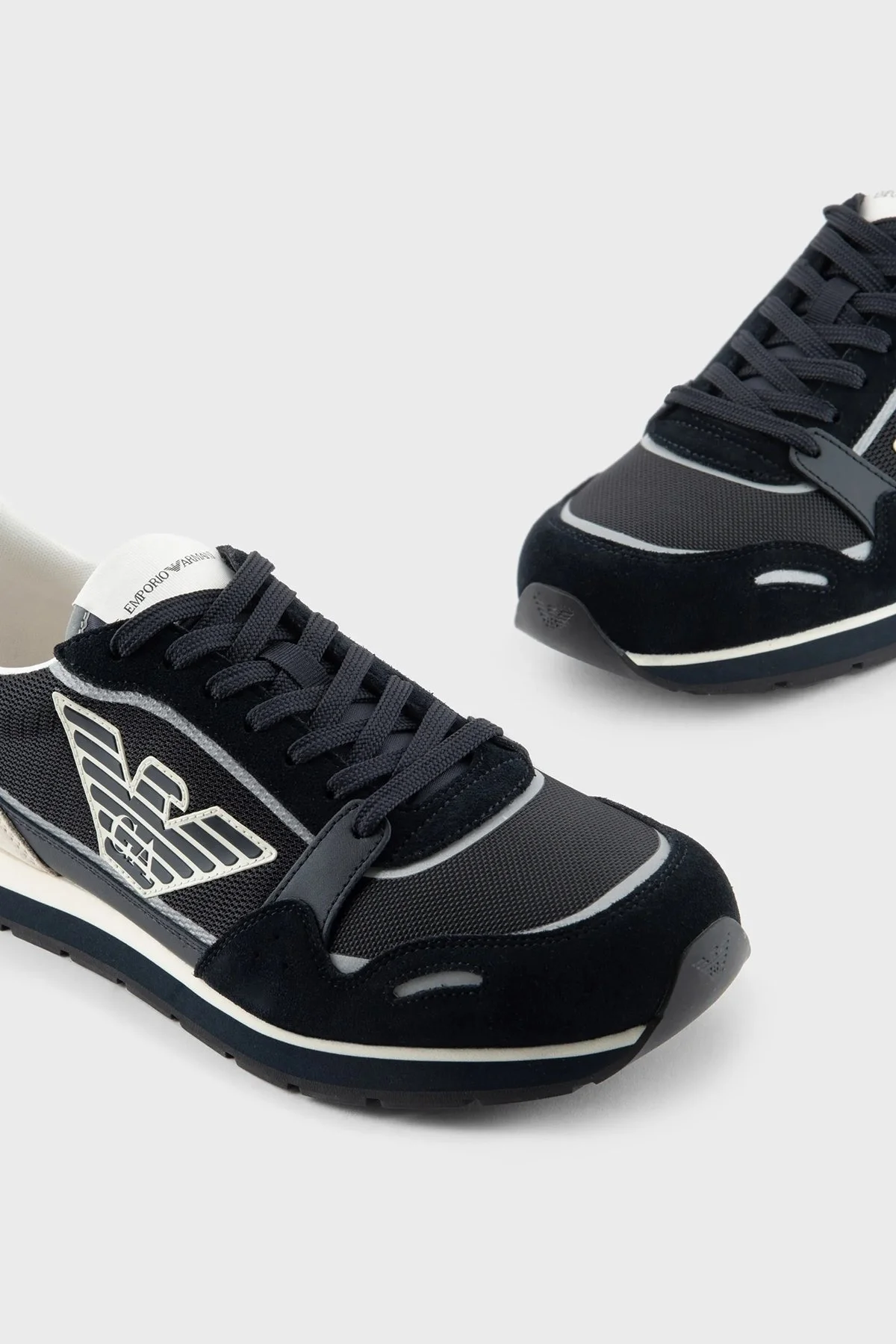 Emporio Armani Hakiki Deri Süet Sneaker Erkek Ayakkabı X4X537 XN730 T409 LACİVERT - 5