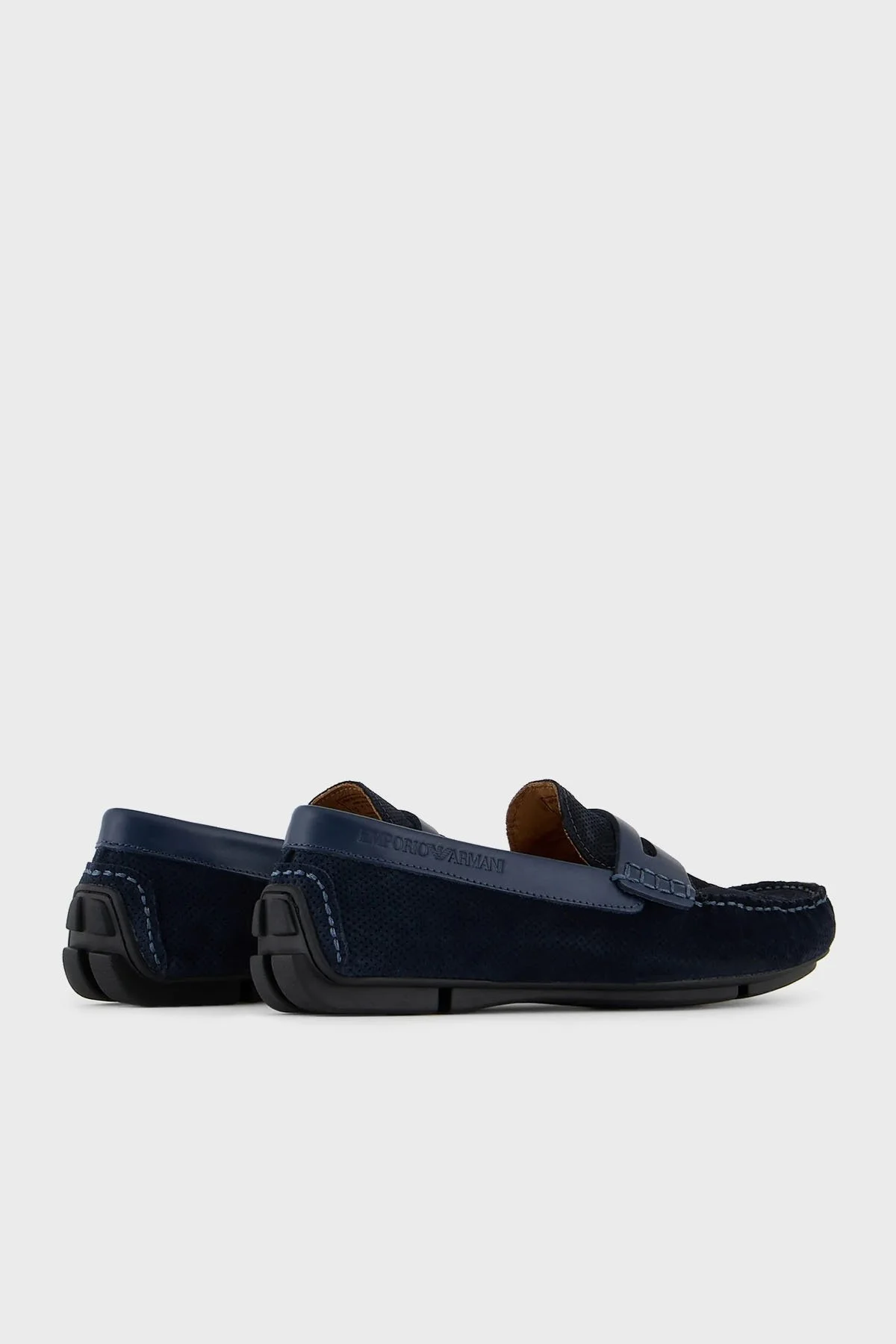 Emporio Armani Hakiki Süet Deri Makosen Erkek Ayakkabı X4B146 XN784 M785 LACİVERT - 4