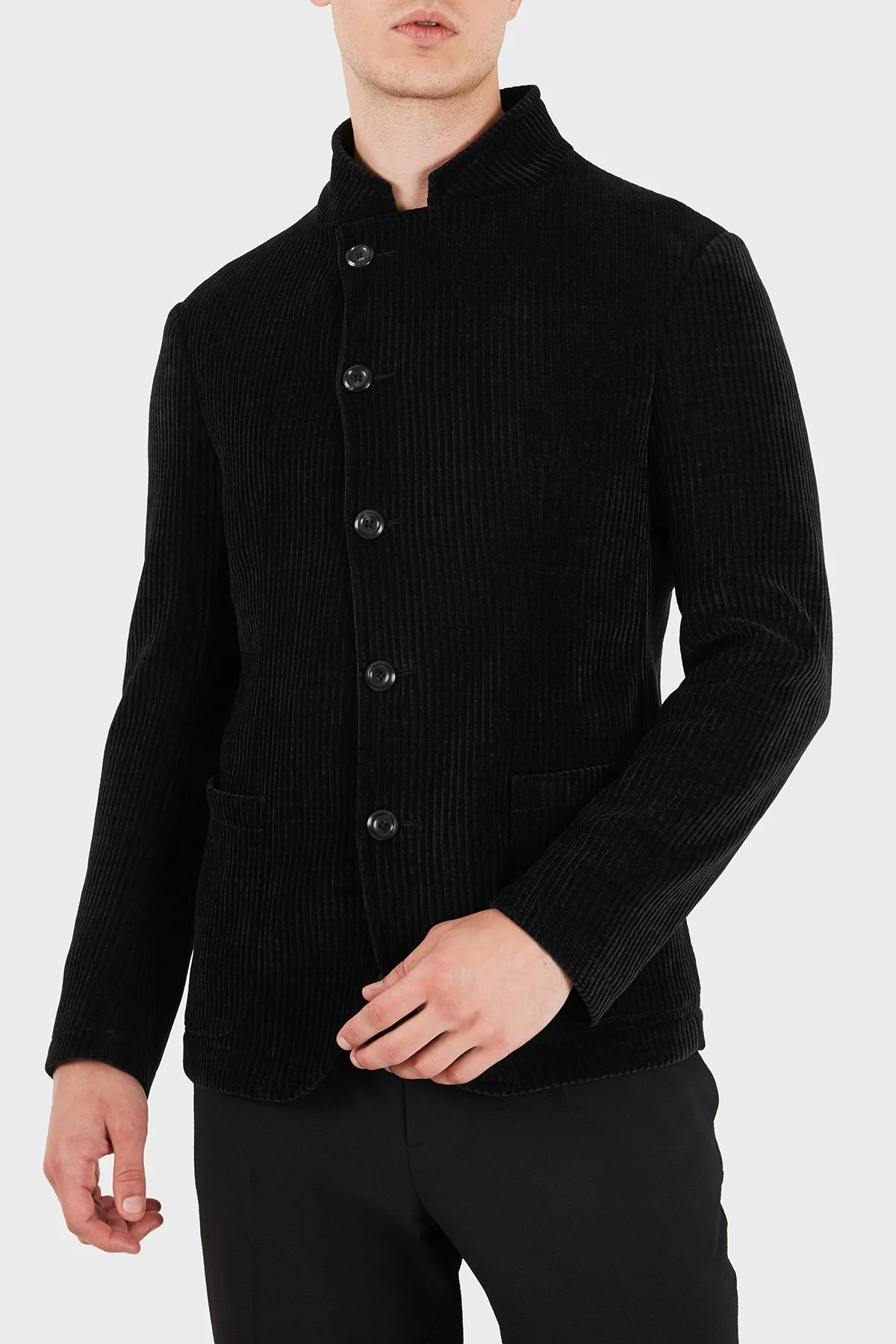 Emporio Armani Hakim Yaka Fermuarlı Astarlı Erkek Ceket EM005607 TE23228 UC001 Siyah - 1