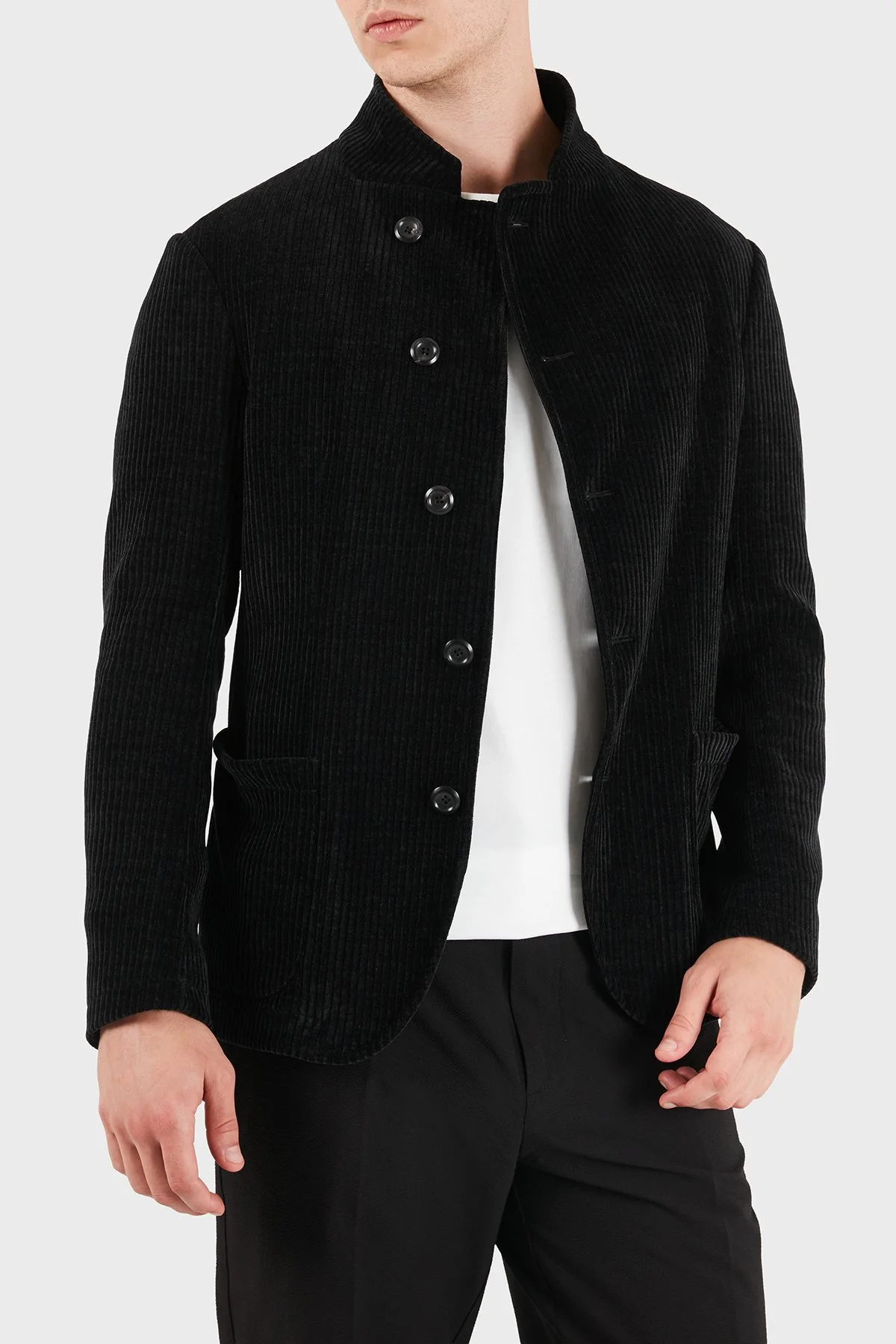 Emporio Armani Hakim Yaka Fermuarlı Astarlı Erkek Ceket EM005607 TE23228 UC001 Siyah - 7