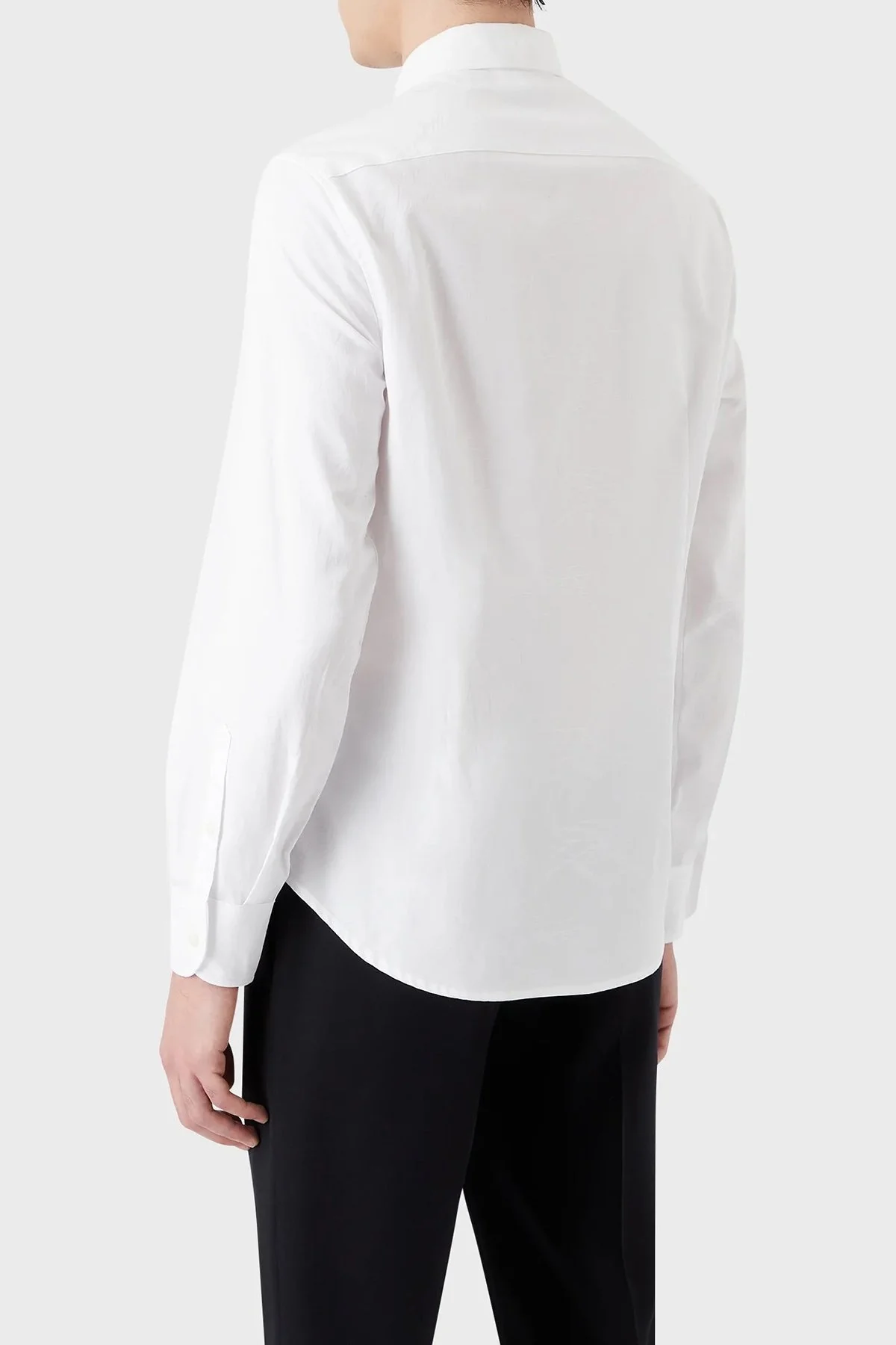 Emporio Armani İmza Logolu % 100 Pamuk Jakarlı Slim Fit Erkek Gömlek 3R1C86 1NVYZ 0101 BEYAZ - 2