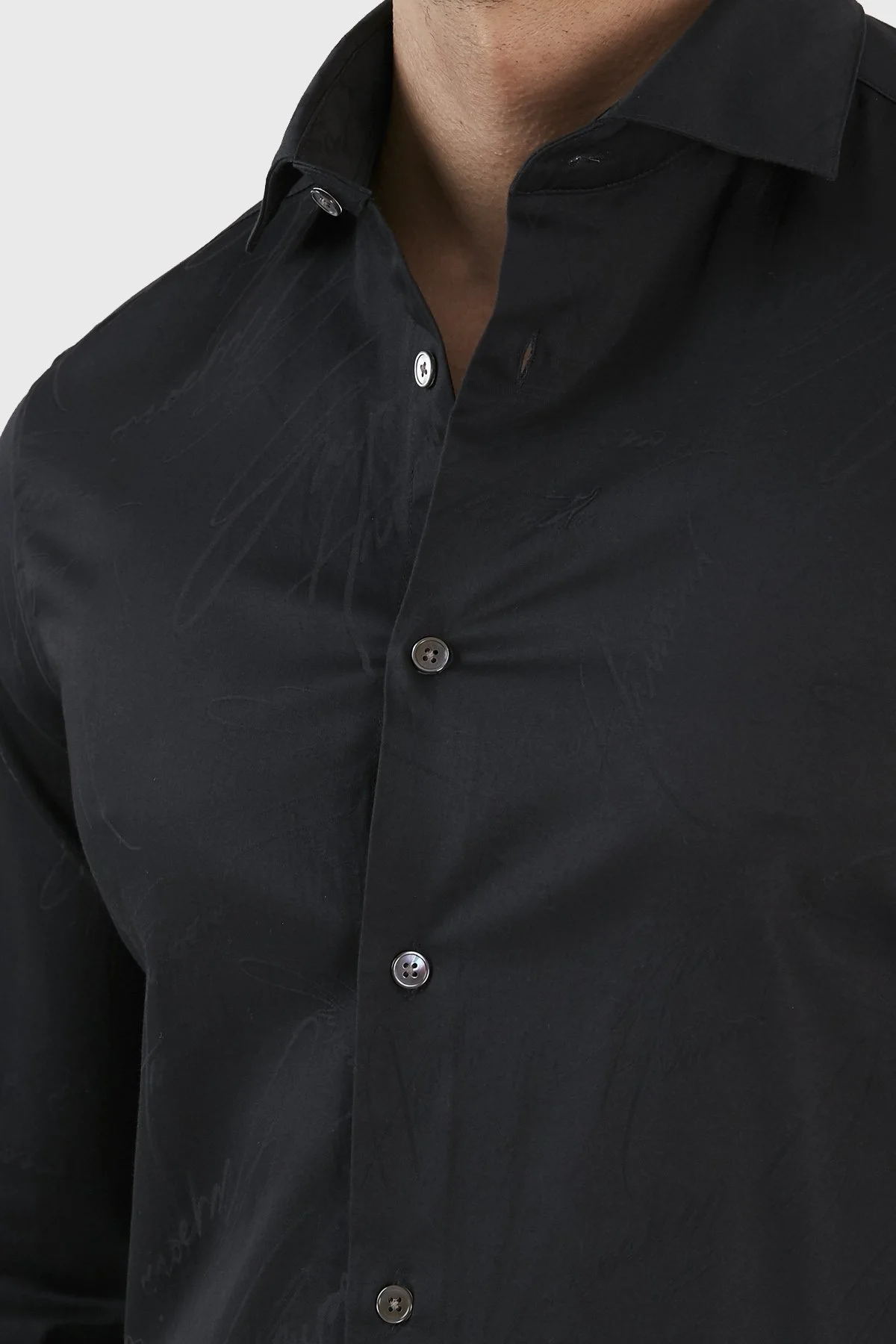 Emporio Armani İmza Logolu % 100 Pamuk Jakarlı Slim Fit Erkek Gömlek 3R1C86 1NVYZ 0920 LACİVERT - 5