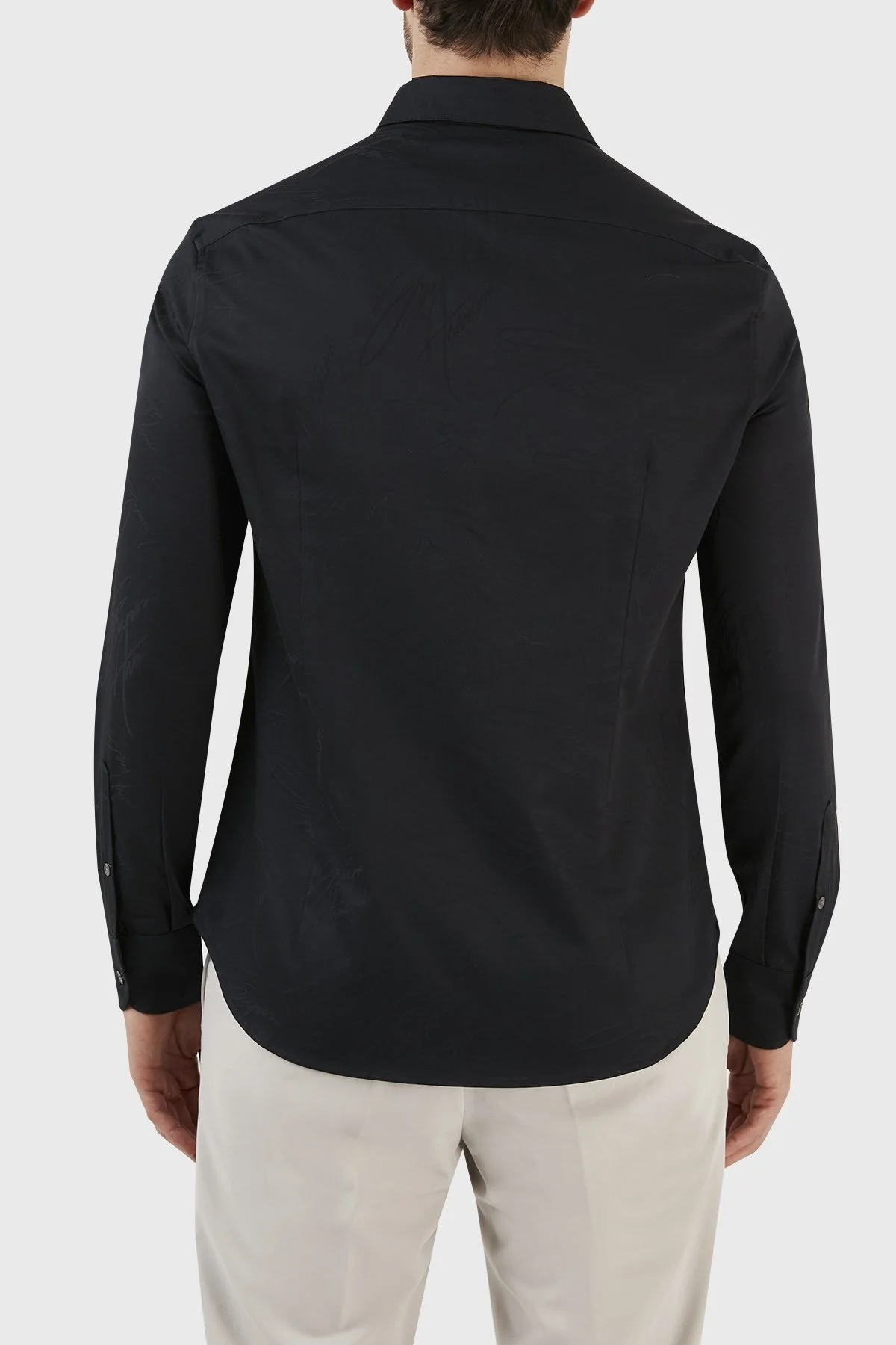Emporio Armani İmza Logolu % 100 Pamuk Jakarlı Slim Fit Erkek Gömlek 3R1C86 1NVYZ 0920 LACİVERT - 6