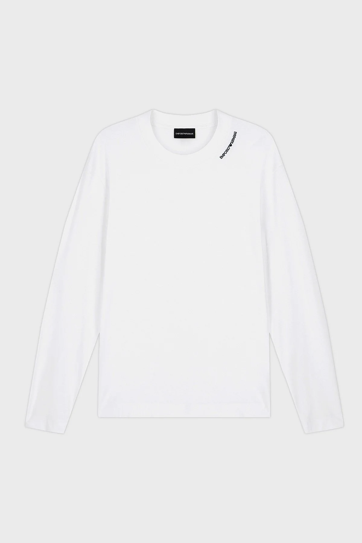 Emporio Armani İpek Karışımlı Bisiklet Yaka Uzun Kollu Erkek T Shirt EM006771 AF13721 U0003 Beyaz - 6