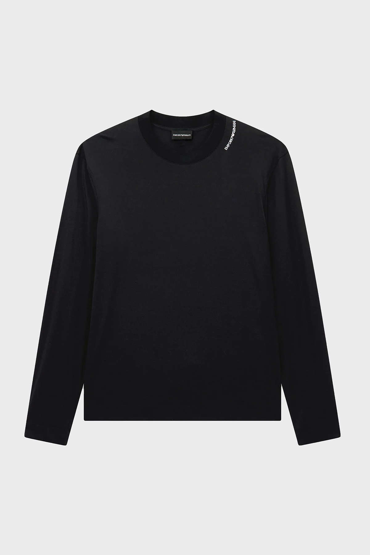 Emporio Armani İpek Karışımlı Bisiklet Yaka Uzun Kollu Erkek T Shirt EM006771 AF13721 UC001 Siyah - 6