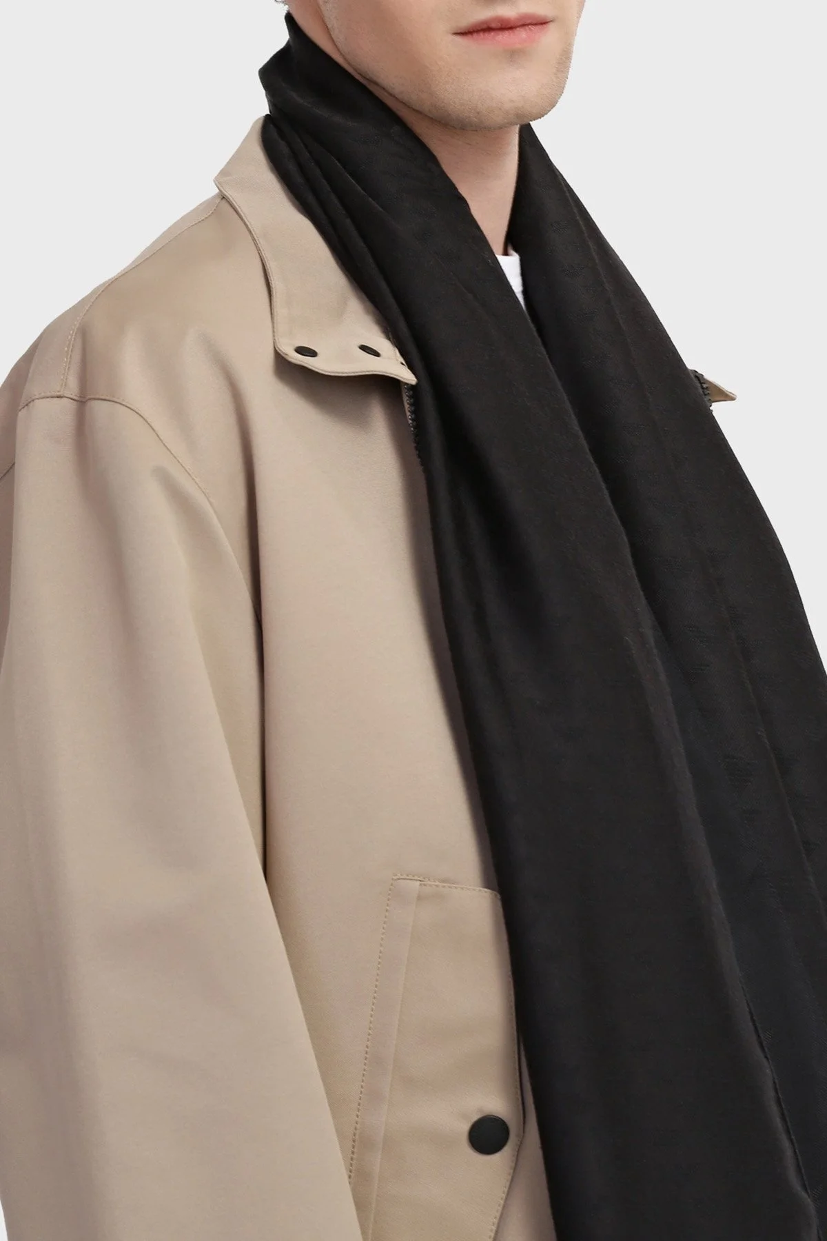 Emporio Armani İpek Karışımlı Logolu 77x180 cm Unisex Şal 625230 3R329 00020 SİYAH - 2
