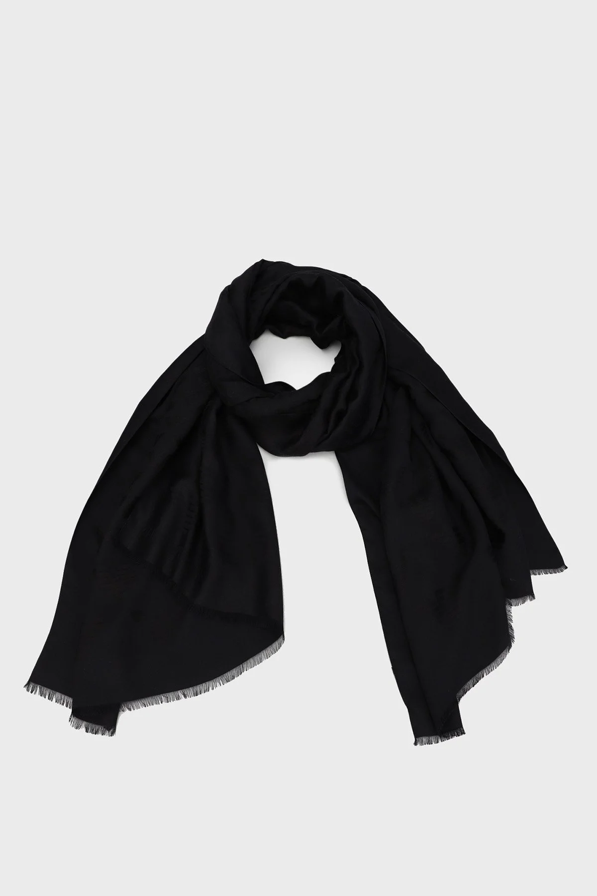 Emporio Armani İpek Karışımlı Logolu 77x180 cm Unisex Şal 625230 3R329 00020 SİYAH - 3