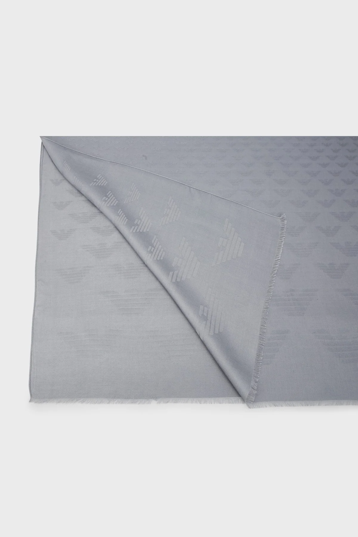 Emporio Armani İpek Karışımlı Logolu 77x180 cm Unisex Şal 625230 3R329 00041 GRİ - 2