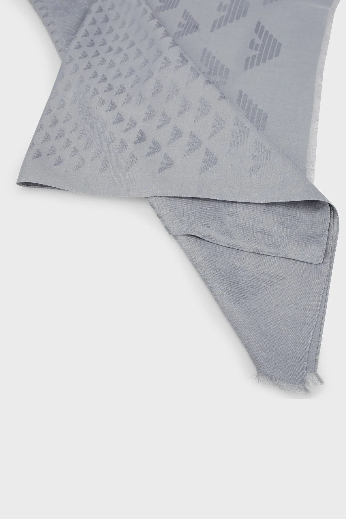 Emporio Armani İpek Karışımlı Logolu 77x180 cm Unisex Şal 625230 3R329 00041 GRİ - 3