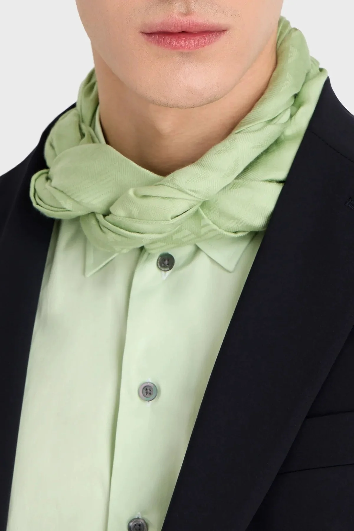 Emporio Armani İpek Karışımlı Logolu 77x180 cm Unisex Şal 625230 3R329 00982 YEŞİL - 2