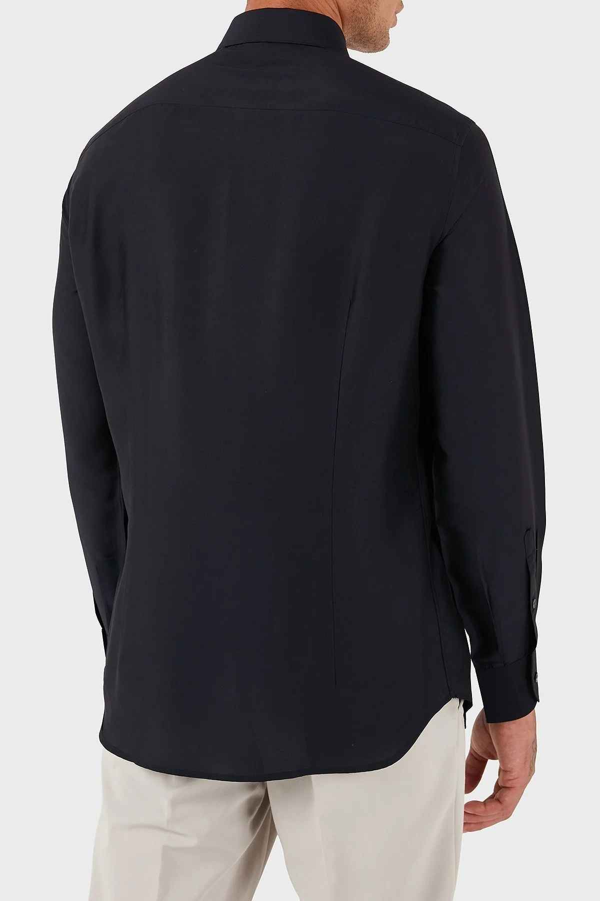 Emporio Armani İpek Karışımlı Regular Fit Klasik Yaka Erkek Gömlek EM001537 AF17293 UB118 LACİVERT - 2