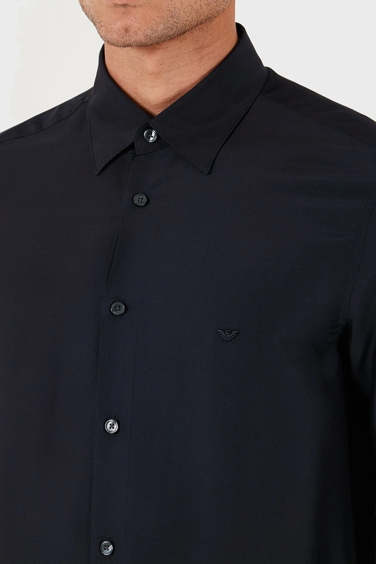Emporio Armani İpek Karışımlı Regular Fit Klasik Yaka Erkek Gömlek EM001537 AF17293 UB118 LACİVERT - 5