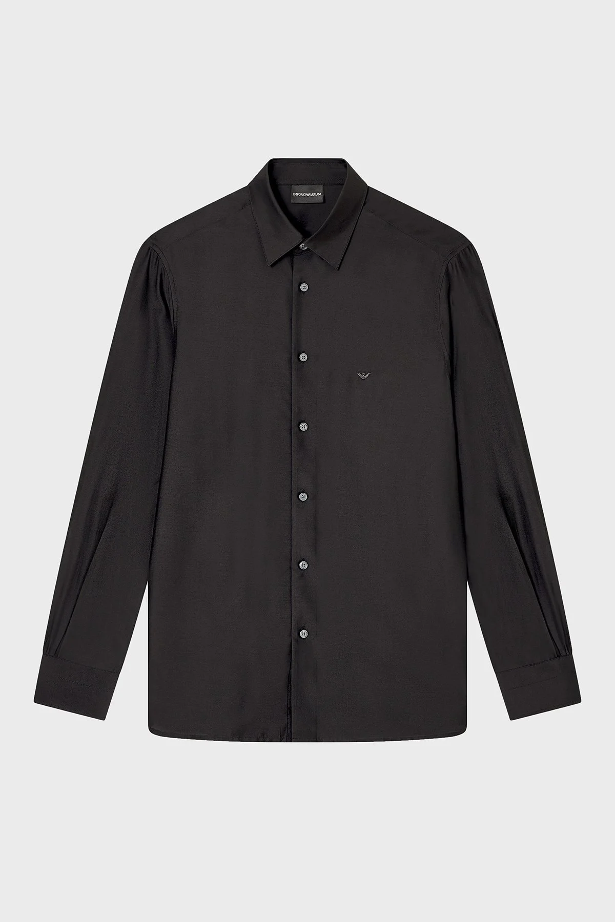 Emporio Armani İpek Karışımlı Regular Fit Klasik Yaka Erkek Gömlek EM001537 AF17293 UC001 SİYAH - 4