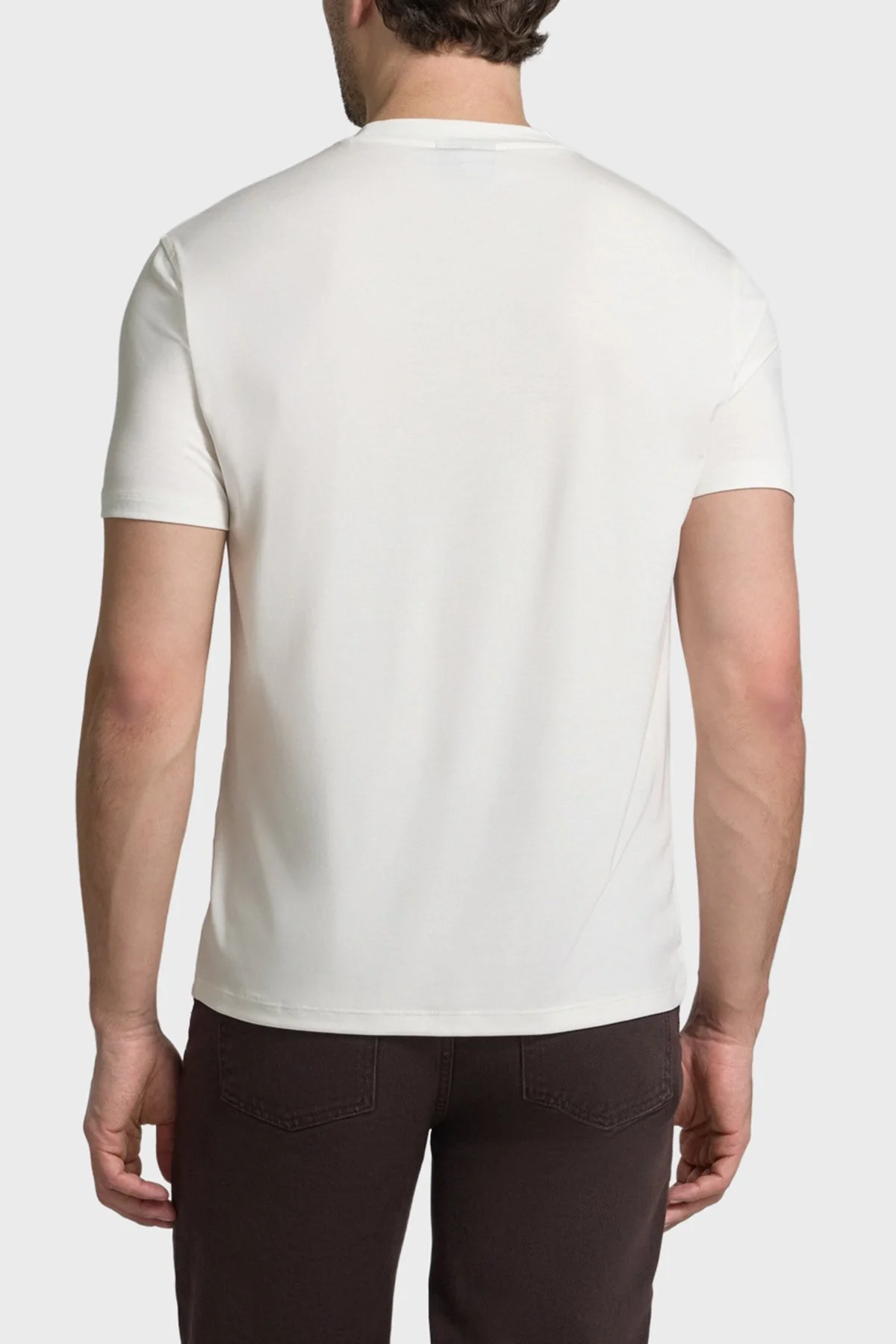 Emporio Armani İpek Karışımlı Regular Fit Logolu Bisiklet Yaka Erkek T Shirt EM004586 AF13721 U0003 BEYAZ - 2