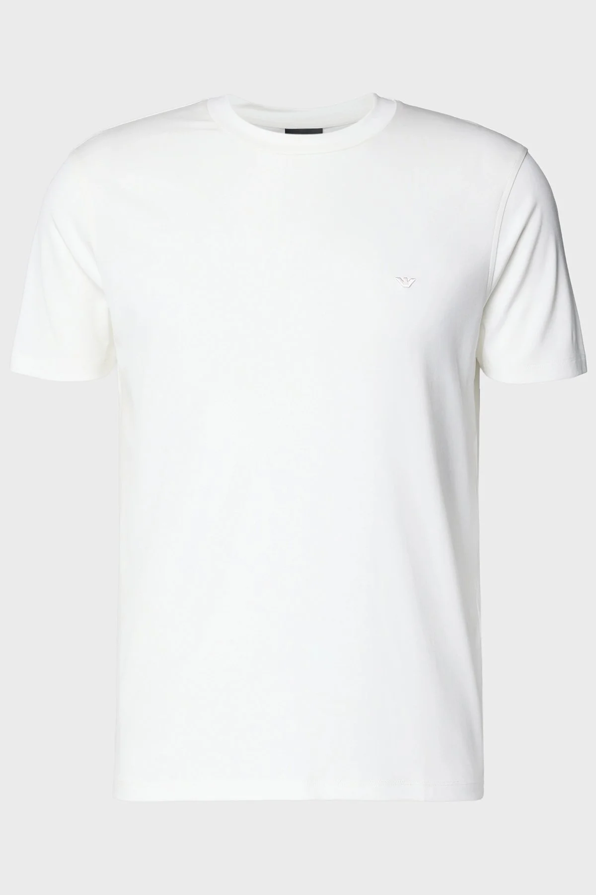 Emporio Armani İpek Karışımlı Regular Fit Logolu Bisiklet Yaka Erkek T Shirt EM004586 AF13721 U0003 BEYAZ - 4
