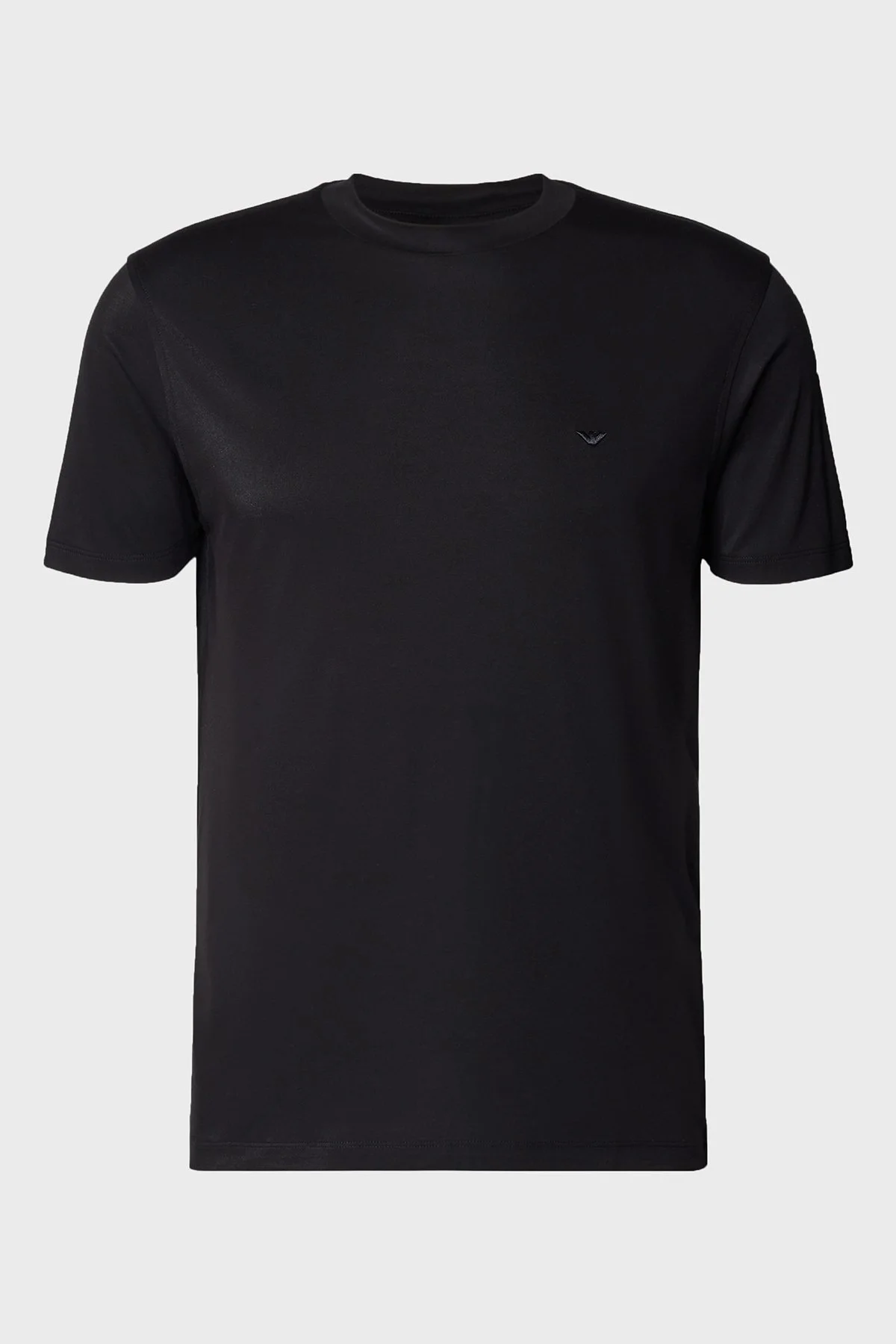 Emporio Armani İpek Karışımlı Regular Fit Logolu Bisiklet Yaka Erkek T Shirt EM004586 AF13721 UC001 SİYAH - 5
