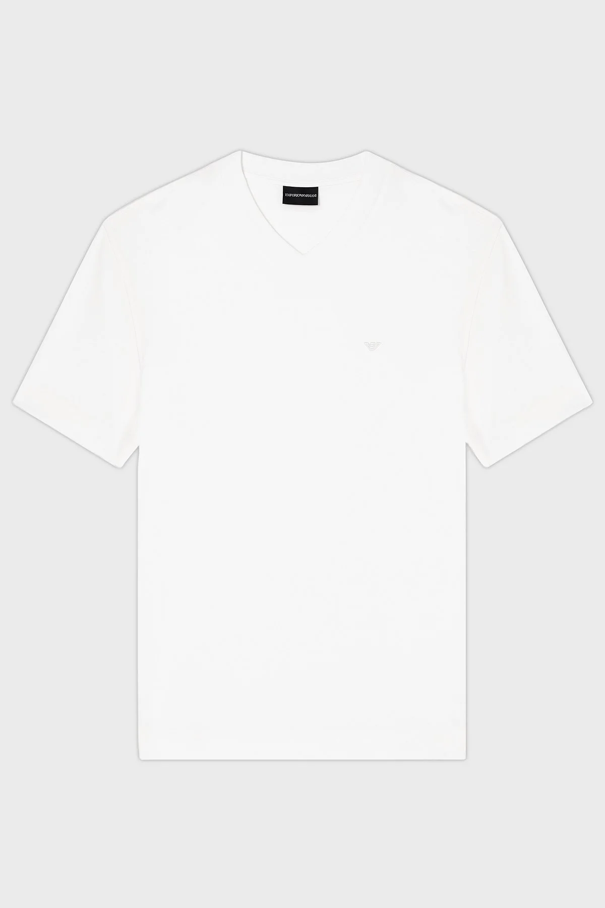 Emporio Armani İpek Karışımlı Regular Fit V Yaka Jarse Erkek T Shirt EM003465 AF13721 U0003 EKRU - 5