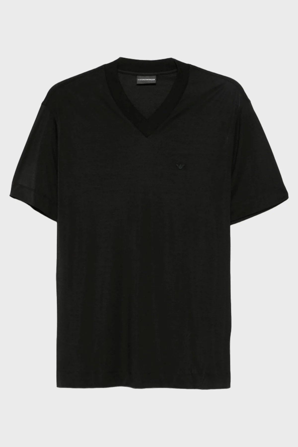 Emporio Armani İpek Karışımlı Regular Fit V Yaka Jarse Erkek T Shirt EM003465 AF13721 UC001 SİYAH - 1