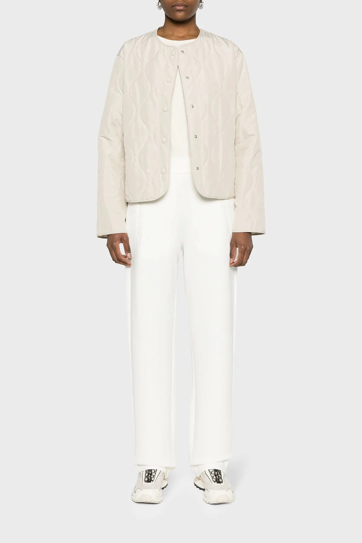 Emporio Armani Isı Yalıtımlı Relaxed Fit Çift Jarse Kadın Pantolon 3D2P6E 1JHSZ 0101 BEYAZ - 1