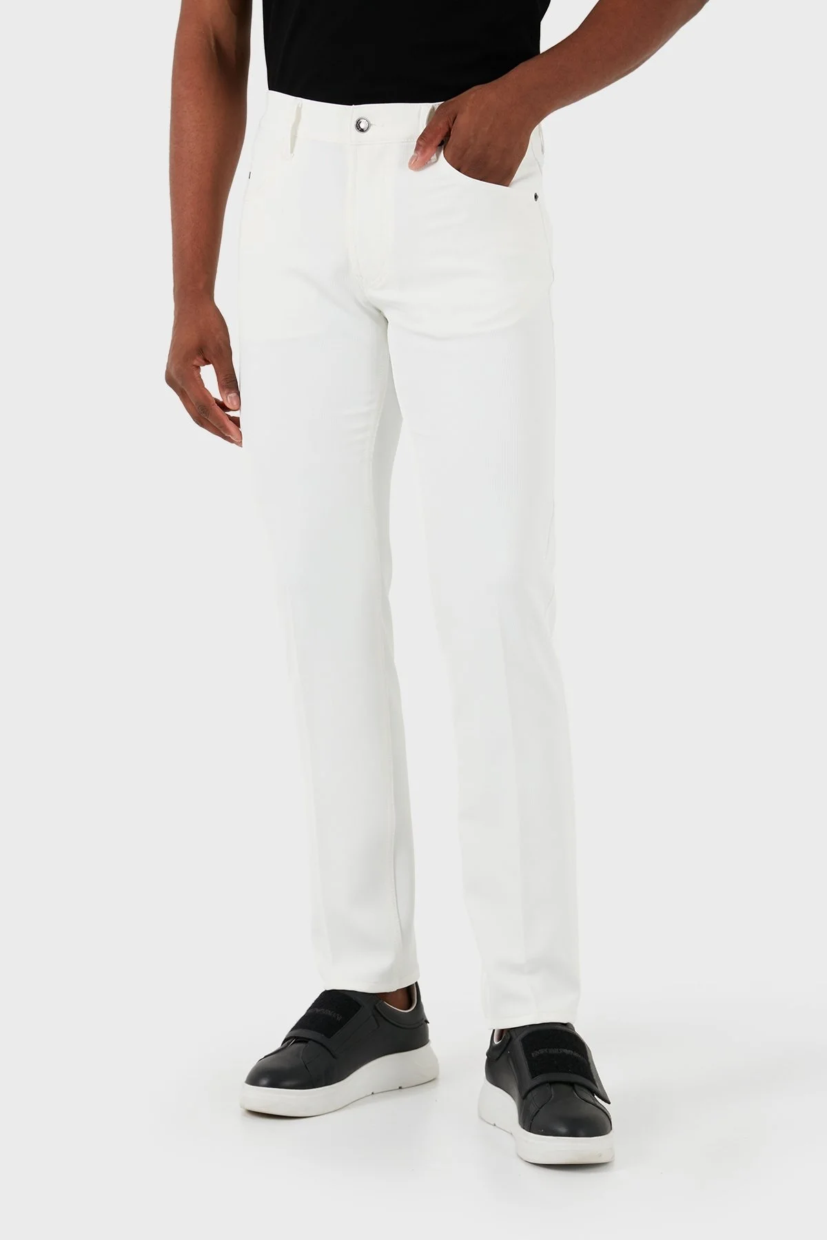 Emporio Armani J05 Streç Pamuklu Regular Fit Jeans Erkek Kot Pantolon 3D1J05 1NPQZ 0101 BEYAZ - 2