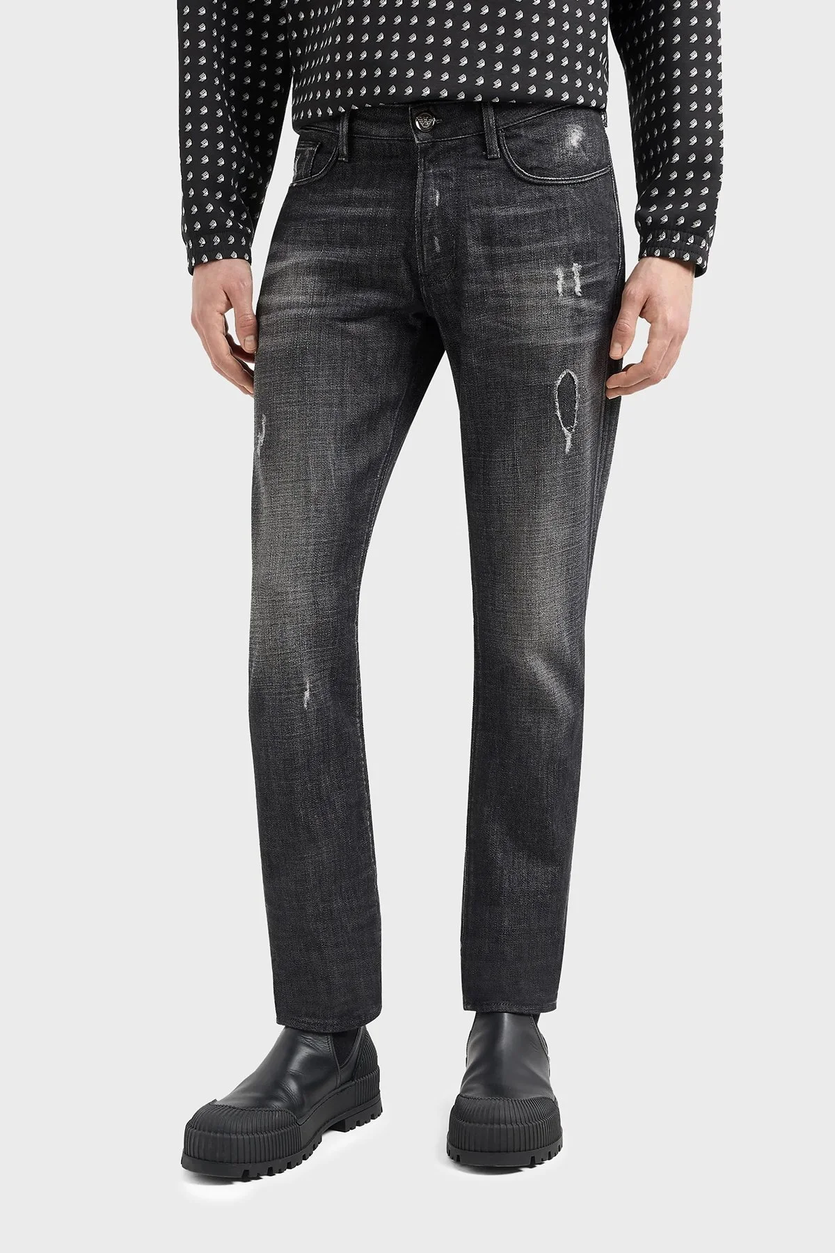 Emporio Armani J06 Düşük Bel Slim Fit Dar Paça Jeans Erkek Kot Pantolon 3D1J06 1D14Z 0006 SİYAH - 1