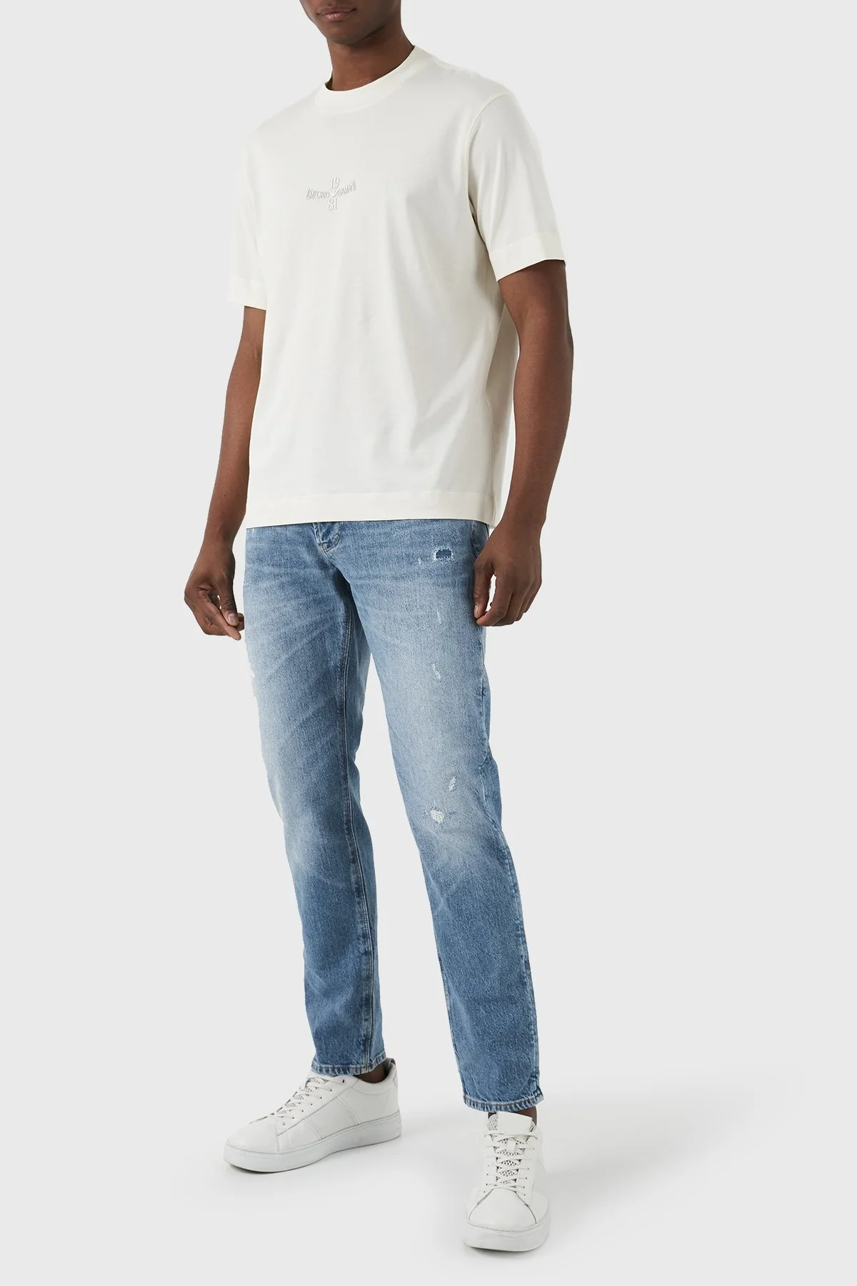 Emporio Armani J06 Düşük Bel Slim Fit Jeans Erkek Kot Pantolon 3D1J06 1D06Z 0943 Buz Mavi - 1