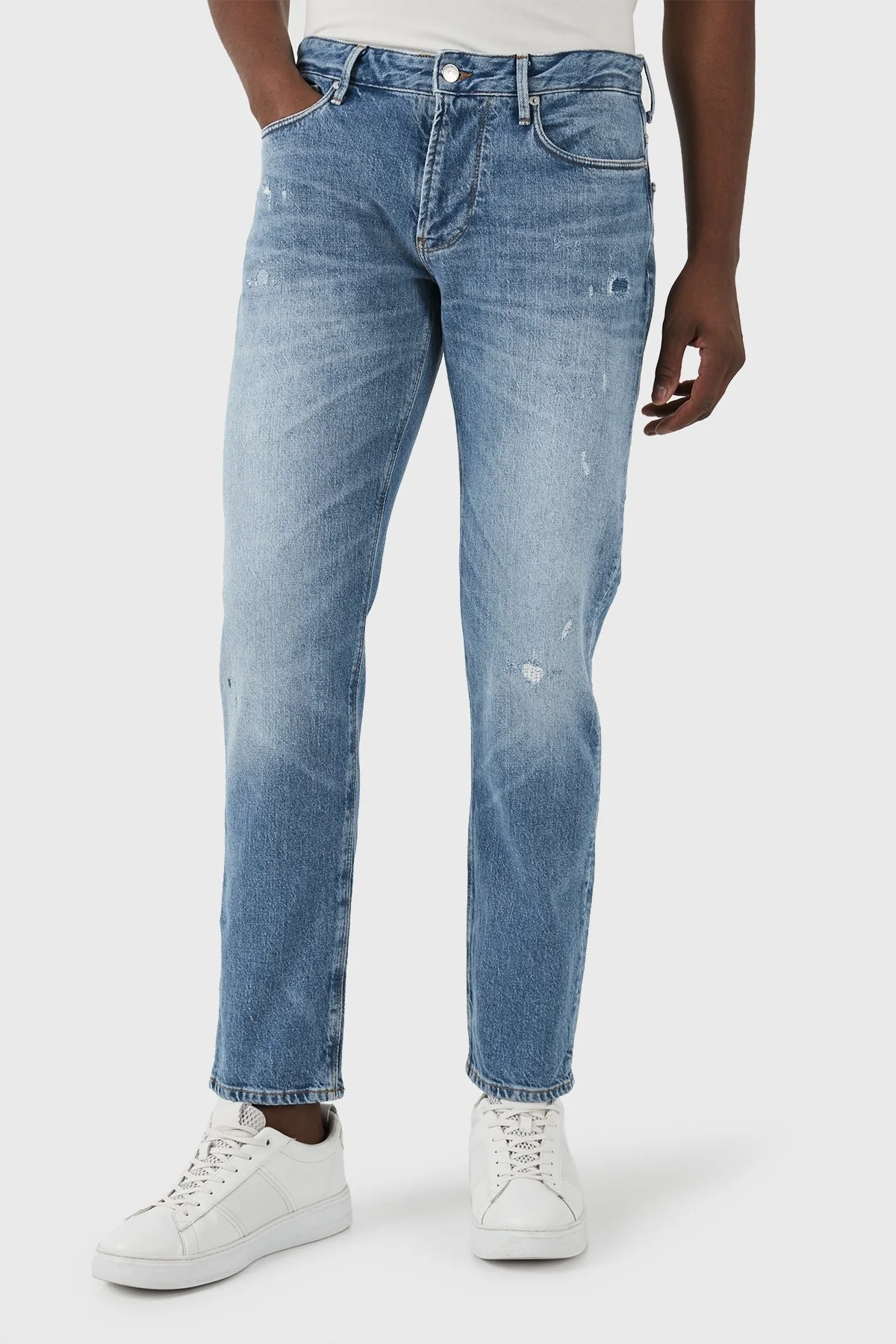 Emporio Armani J06 Düşük Bel Slim Fit Jeans Erkek Kot Pantolon 3D1J06 1D06Z 0943 Buz Mavi - 2