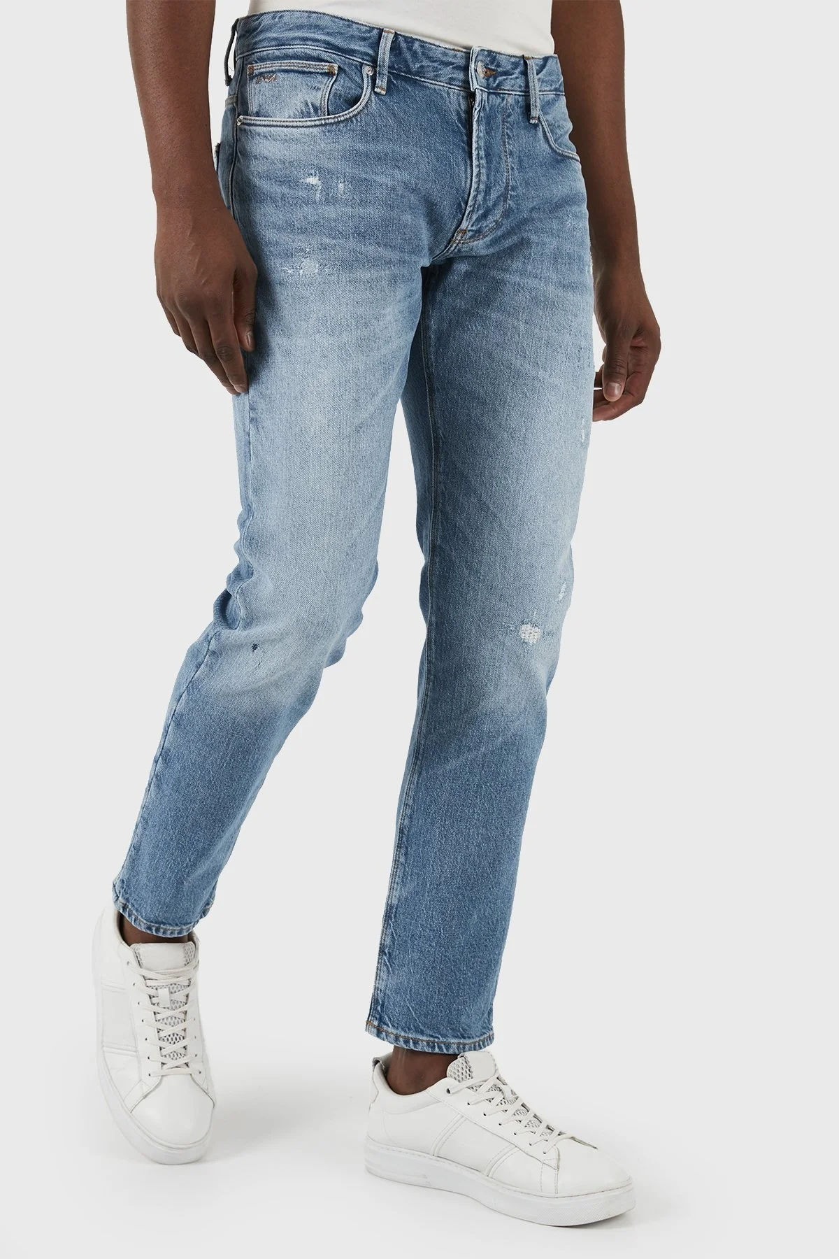 Emporio Armani J06 Düşük Bel Slim Fit Jeans Erkek Kot Pantolon 3D1J06 1D06Z 0943 Buz Mavi - 4