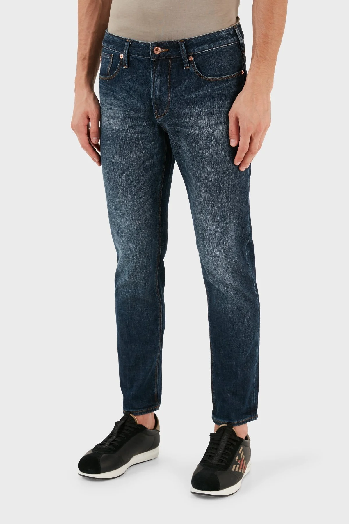 Emporio Armani J06 Pamuklu Düşük Bel Dar Paça Slim Fit Jeans Erkek Kot Pantolon 6R1J06 1DRGZ 0941 MAVİ - 2