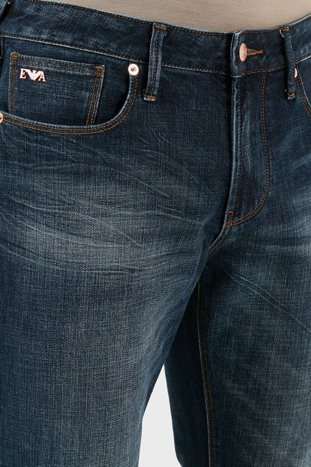 Emporio Armani J06 Pamuklu Düşük Bel Dar Paça Slim Fit Jeans Erkek Kot Pantolon 6R1J06 1DRGZ 0941 MAVİ - 5