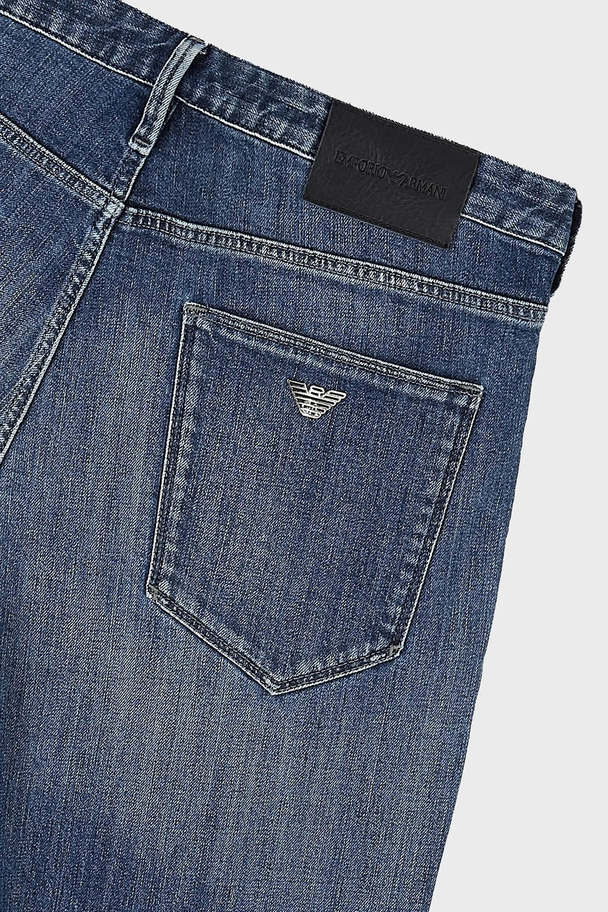 Emporio Armani J06 Pamuklu Düşük Bel Düz Paça Jeans Erkek Kot Pantolon 8N1J06 1D5QZ 0942 MAVİ - 6