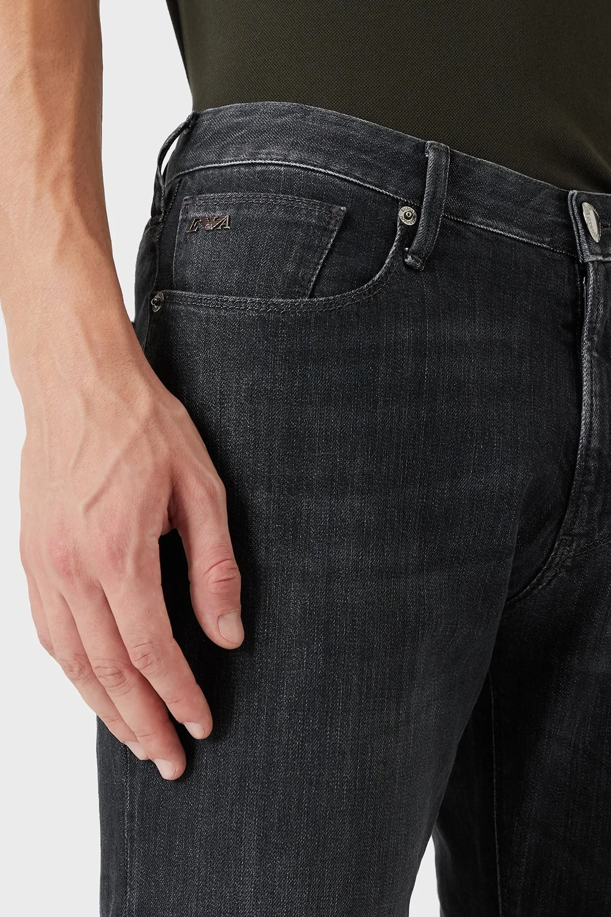 Emporio Armani J06 Pamuklu Düşük Bel Regular Fit Düz Paça Jeans Erkek Kot Pantolon 8N1J06 1D5QZ 0006 SİYAH - 5