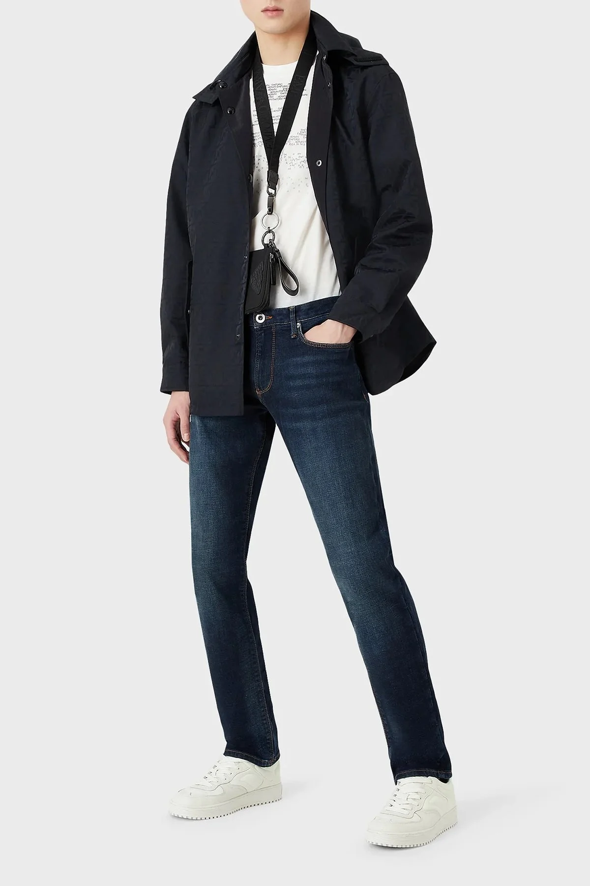 Emporio Armani J06 Pamuklu Düşük Bel Slim Fit Dar Paça Jeans Erkek Kot Pantolon 3R1J06 1D0AZ 0941 LACİVERT - 3