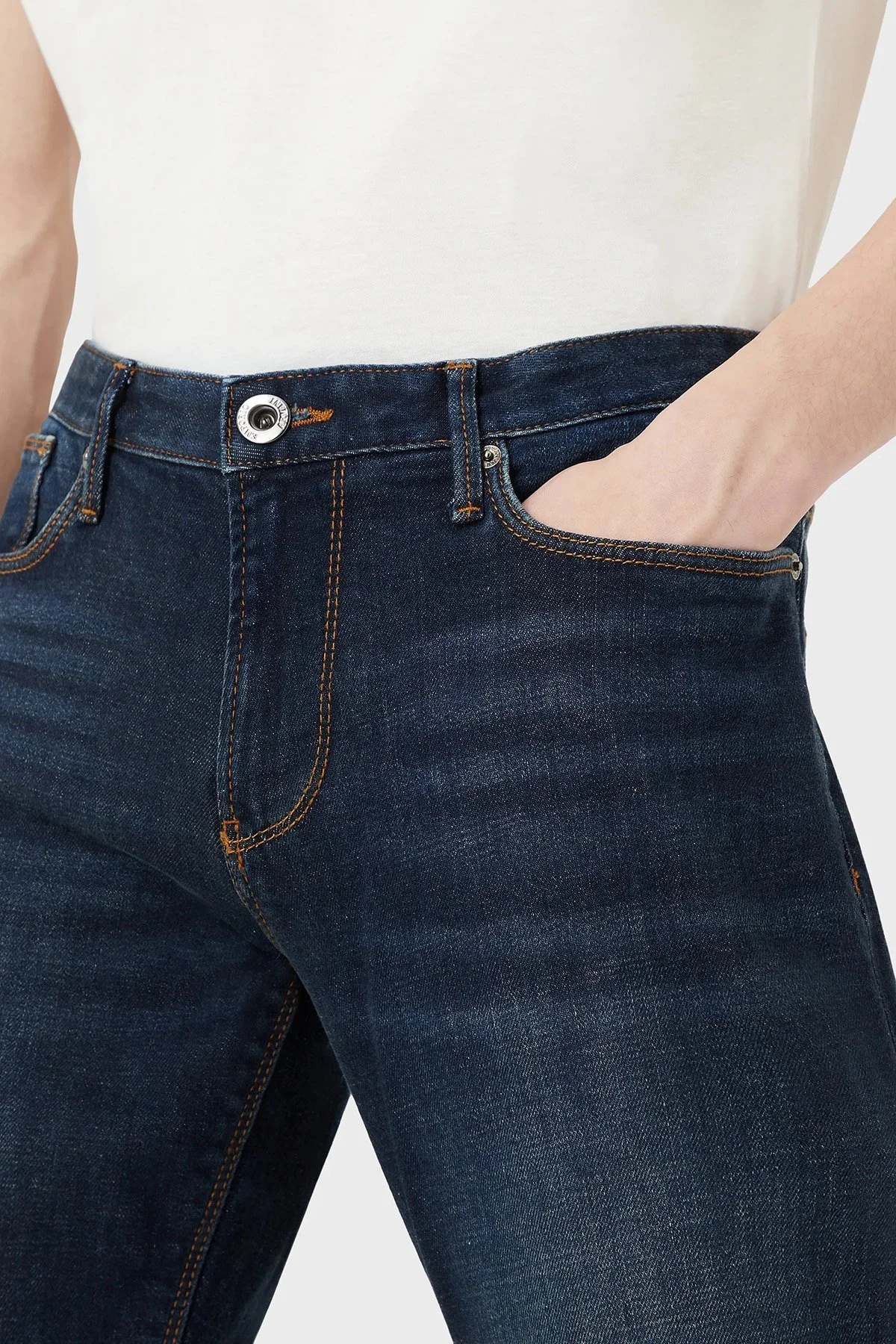 Emporio Armani J06 Pamuklu Düşük Bel Slim Fit Dar Paça Jeans Erkek Kot Pantolon 3R1J06 1D0AZ 0941 LACİVERT - 4