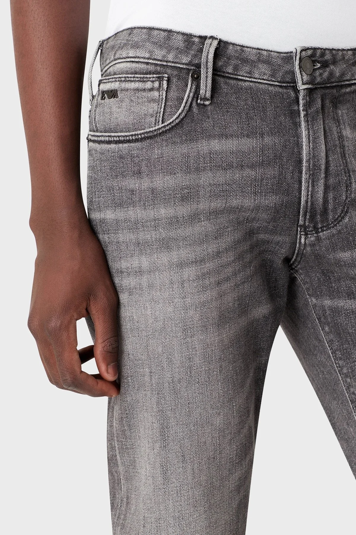 Emporio Armani J06 Pamuklu Düşük Bel Slim Fit Jeans Erkek Kot Pantolon 3R1J06 1D0CZ 0006 GRİ - 4
