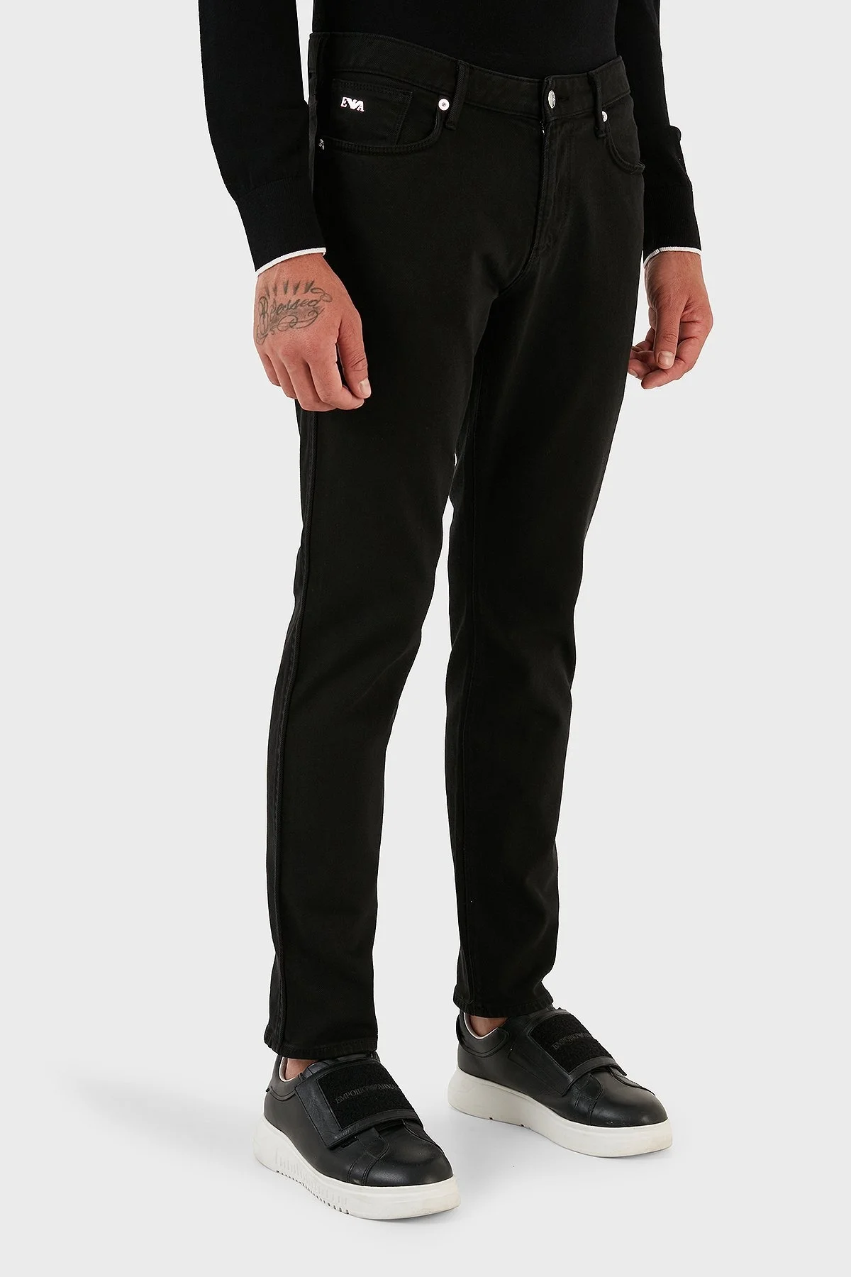 Emporio Armani J06 Pamuklu Düşük Bel Slim Fit Jeans Erkek Kot Pantolon 6R1J06 1N03Z 0999 SİYAH - 4