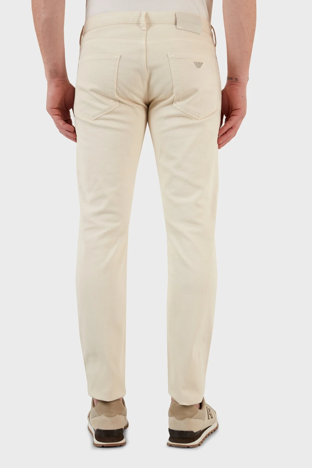 Emporio Armani J06 Pamuklu Normal Bel Slim Fit Dar Paça Jeans Erkek Kot Pantolon 3L1J06 1N4RZ 0128 KREM - 6