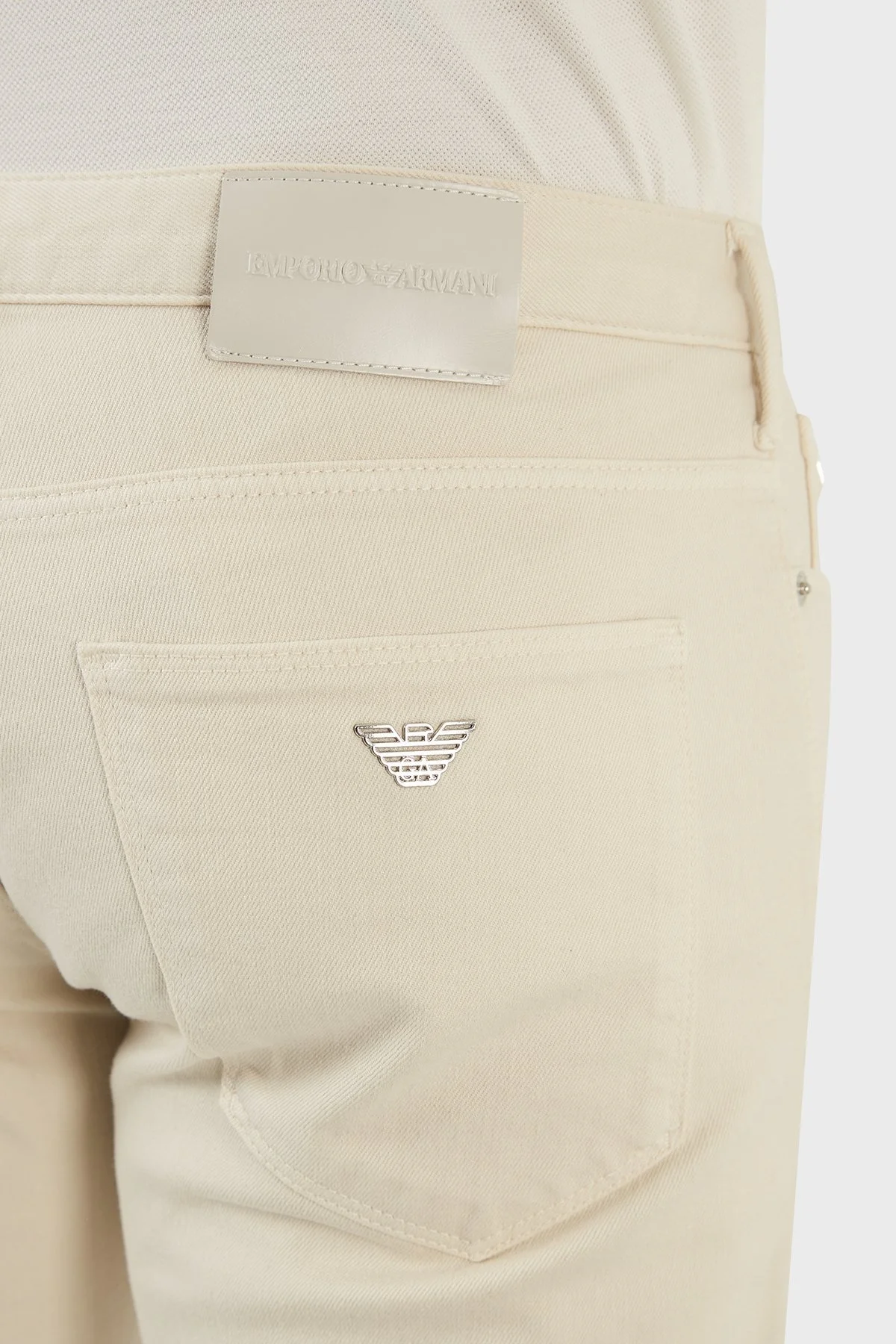 Emporio Armani J06 Pamuklu Normal Bel Slim Fit Dar Paça Jeans Erkek Kot Pantolon 3L1J06 1N4RZ 0128 KREM - 7