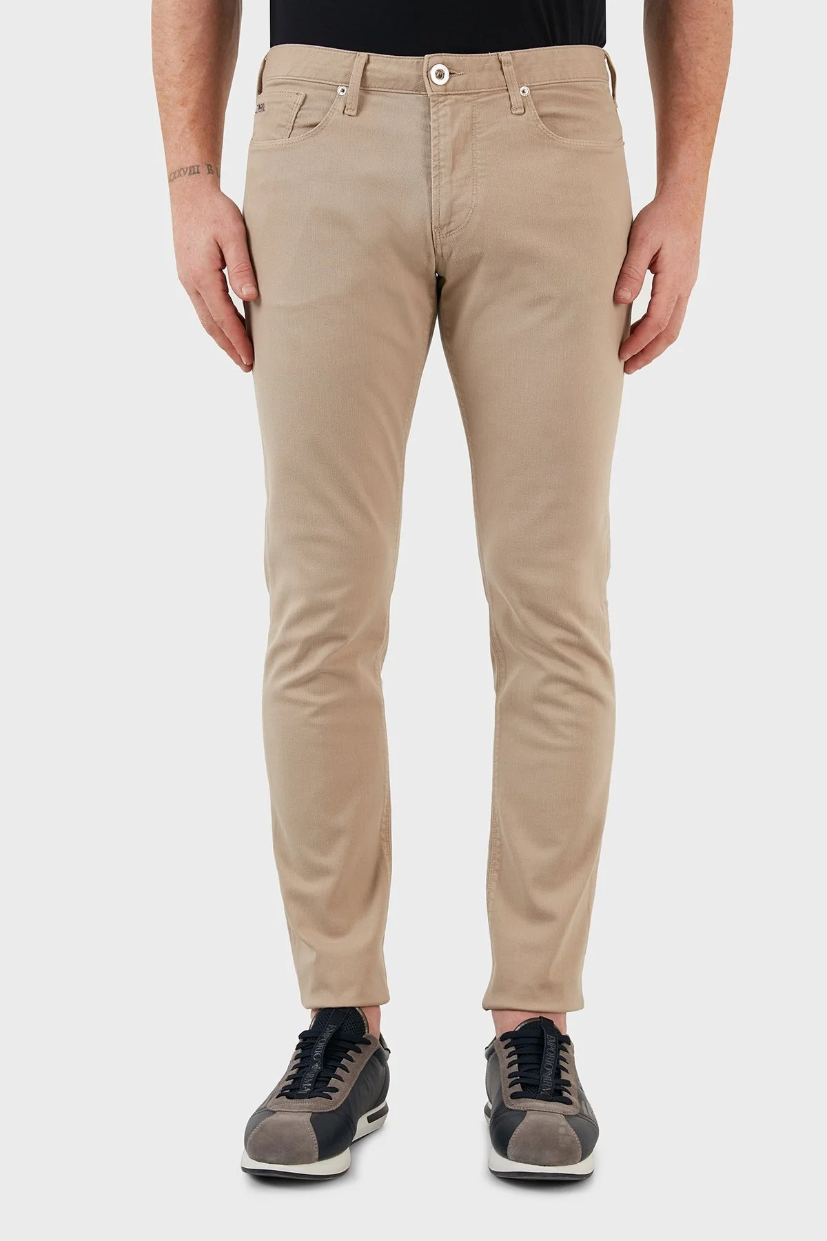 Emporio Armani J06 Pamuklu Normal Bel Slim Fit Dar Paça Jeans Erkek Kot Pantolon 3L1J06 1N4RZ 0143 BEJ - 1