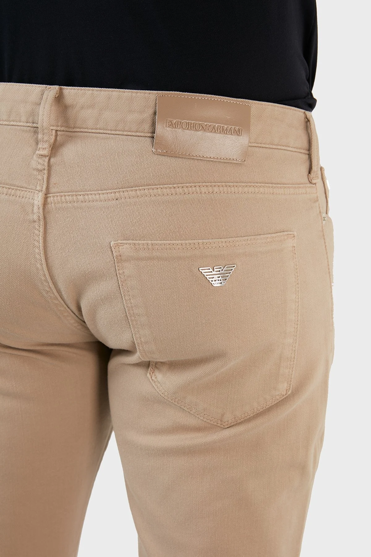 Emporio Armani J06 Pamuklu Normal Bel Slim Fit Dar Paça Jeans Erkek Kot Pantolon 3L1J06 1N4RZ 0143 BEJ - 5